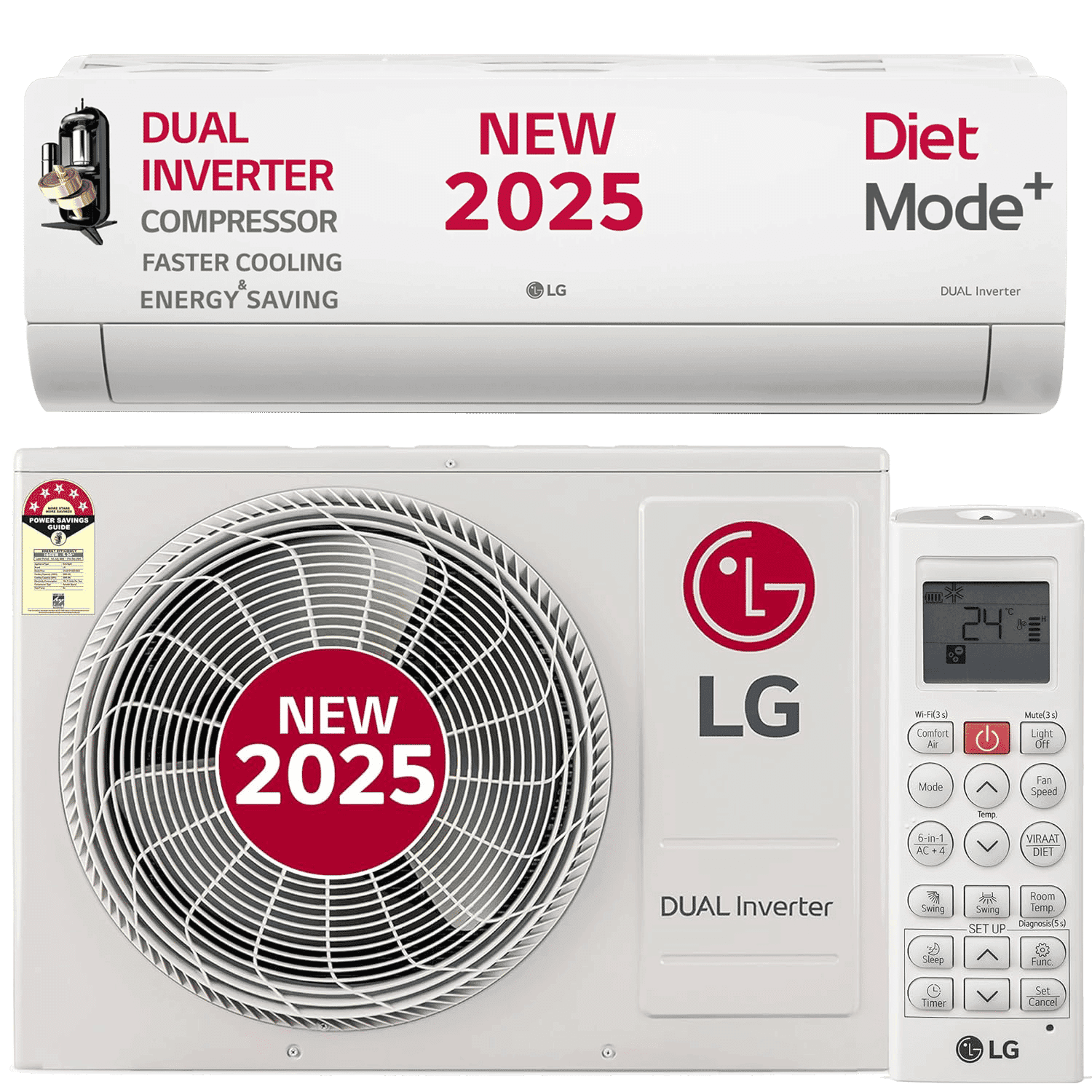 LG 6 in 1 Convertible 1.5 Ton 3 Star Dual Inverter Split AC with 6 Step Fan Speed (2025 Model, Copper Condenser, US-Q18RNXE.AMLG)