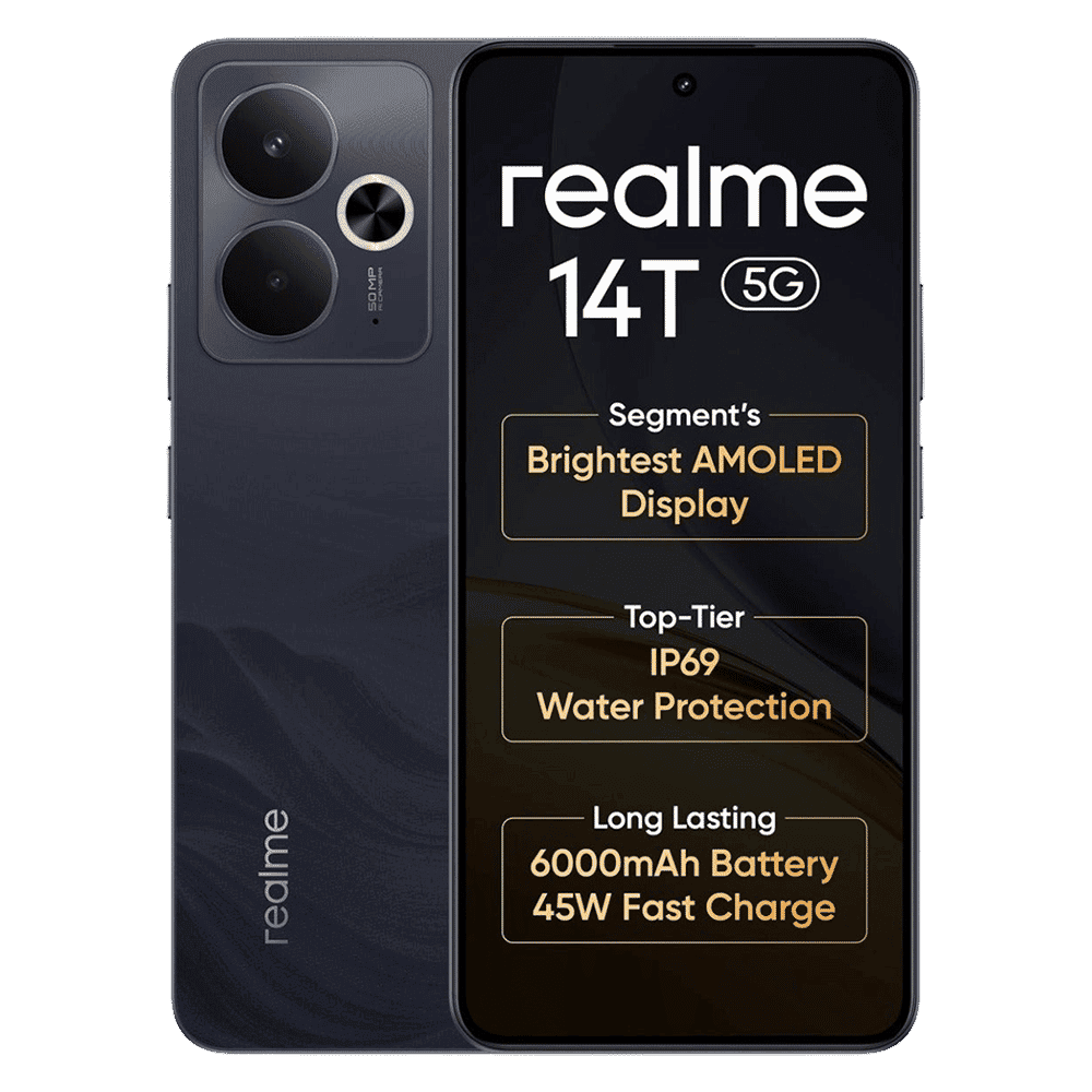 realme 14T 5G (8GB RAM, 256GB, Obsidian Black)