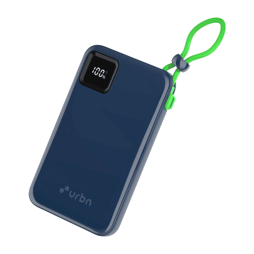 urbn Ultra Link 10000 mAh 22.5W Fast Charging Power Bank (1 Type A and 2 Type C Ports, Power Delivery Compatible, Blue)