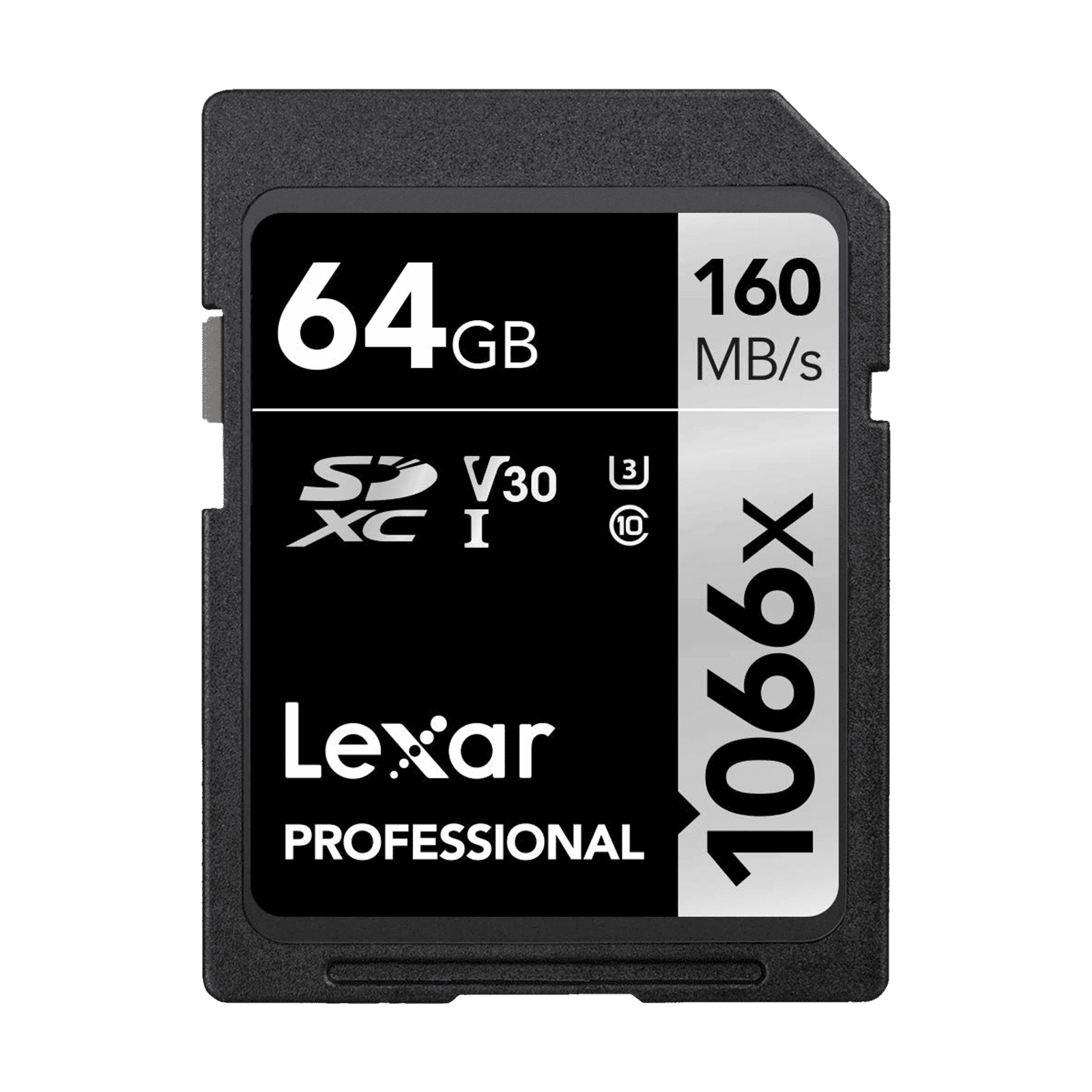 Lexar Professional 1066x SILVER Series SDXC 64GB Class 10, Class 3, Class 30 160MB/s Memory Card