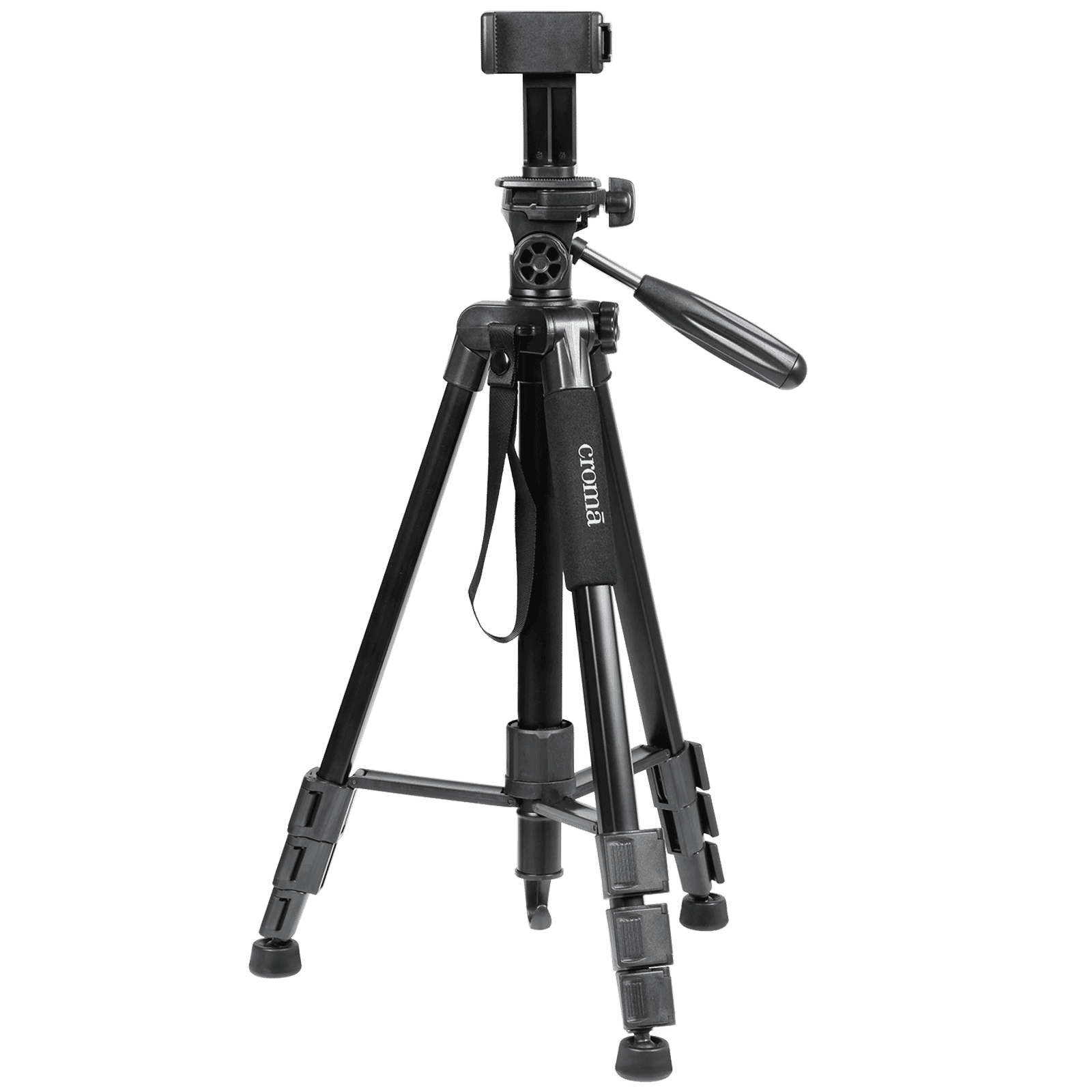 Croma 163cm Adjustable Tripod for Mobile and Camera (4 Section Height Adjustment, Black)