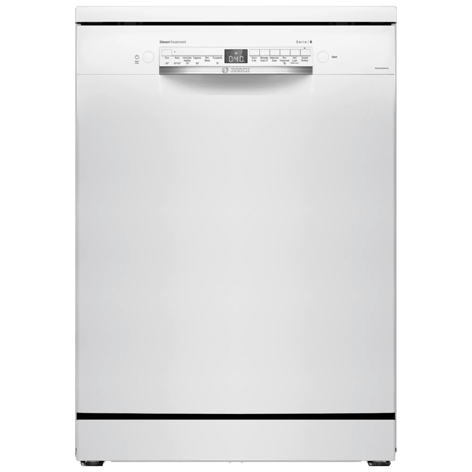 BOSCH Series 6 14 Place Settings Free Standing Dishwasher with Glass Protection Technology (No Pre-rinse Required, White)