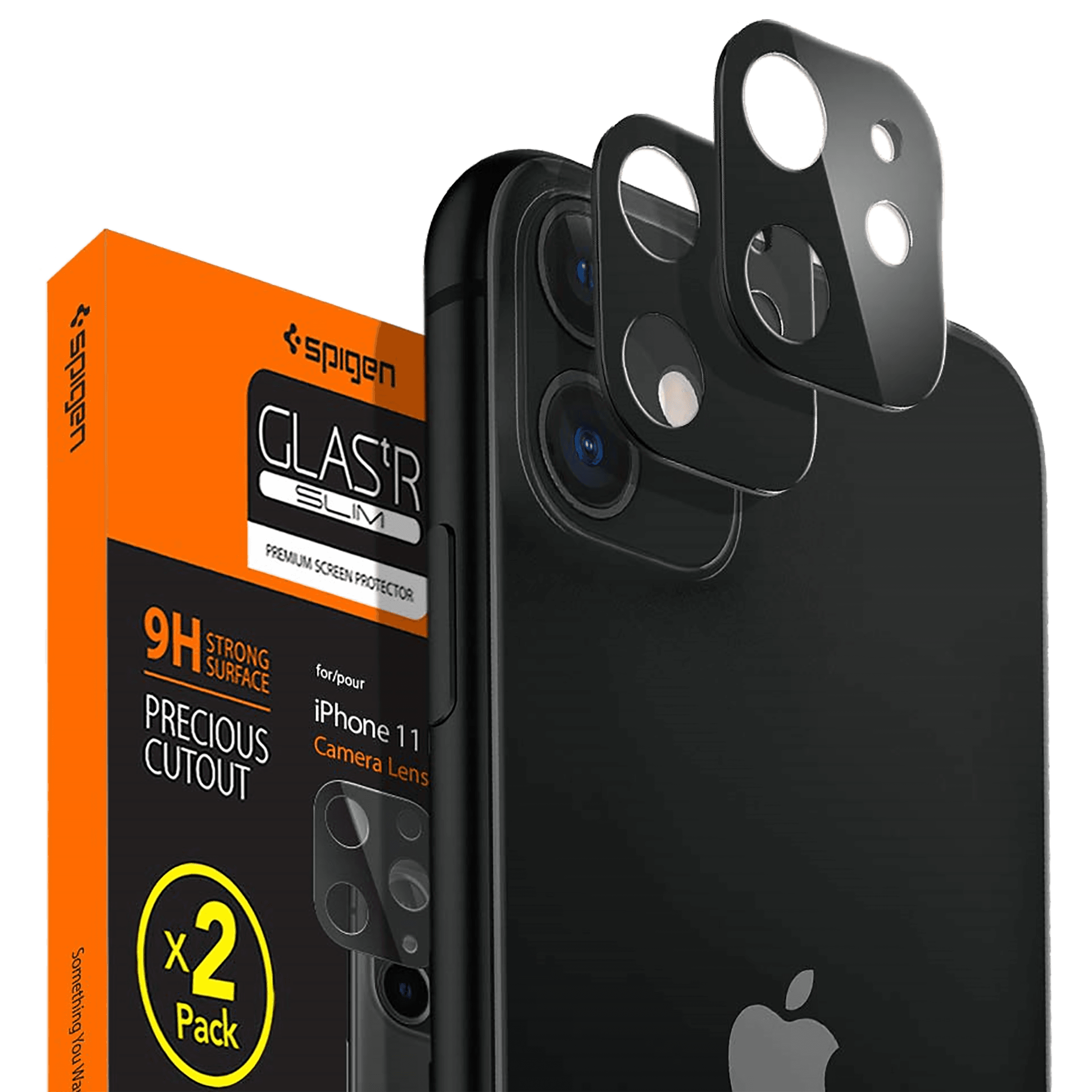 spigen Glas.tR Slim Camera Lens Protector For iPhone 11 (Oleophobic Coating, AGL00509, Yellow)