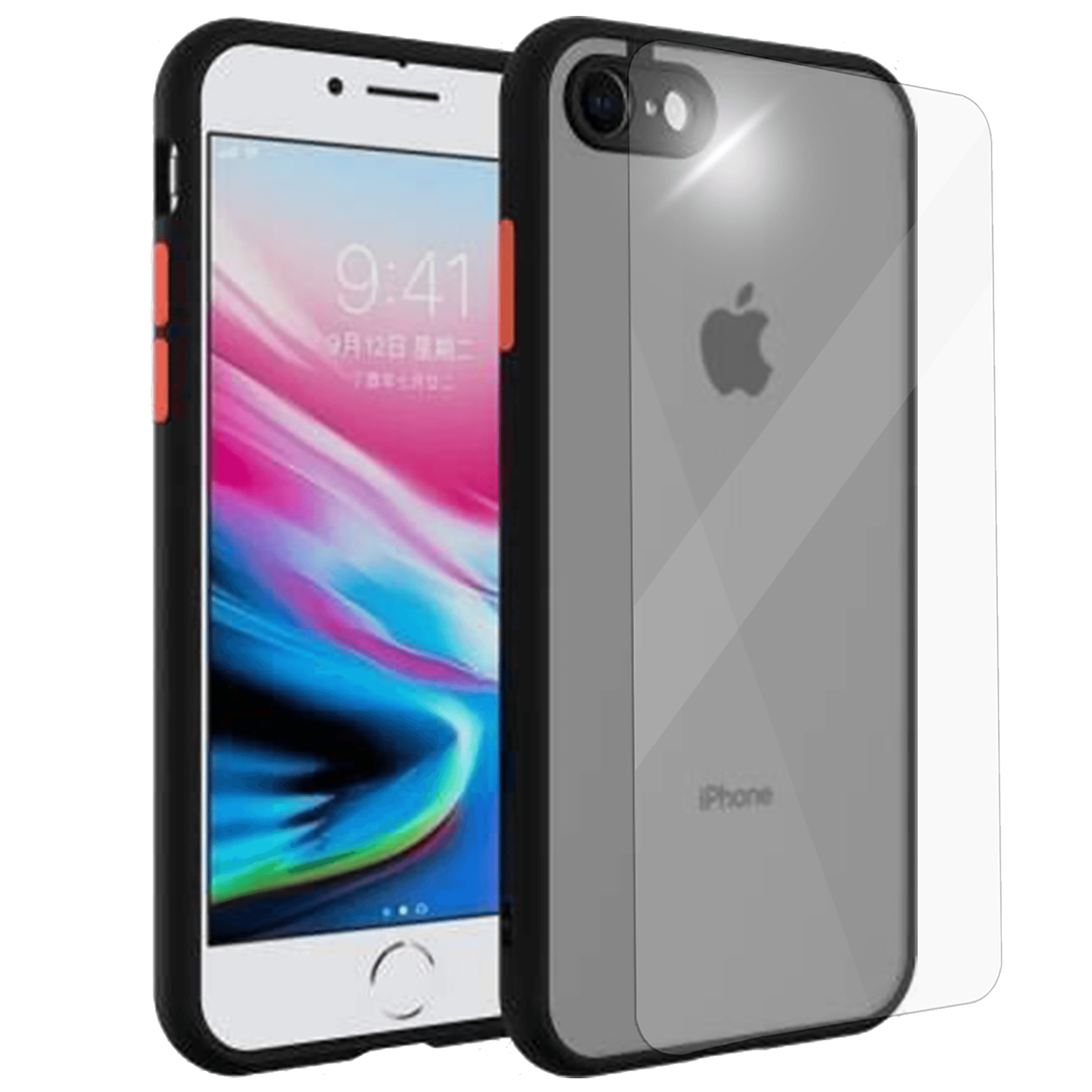 ARROW Camera Duplex Screen Protector & Polycarbonate Back Cover Combo for Apple iPhone SE (Anti Scratch Design, Black)