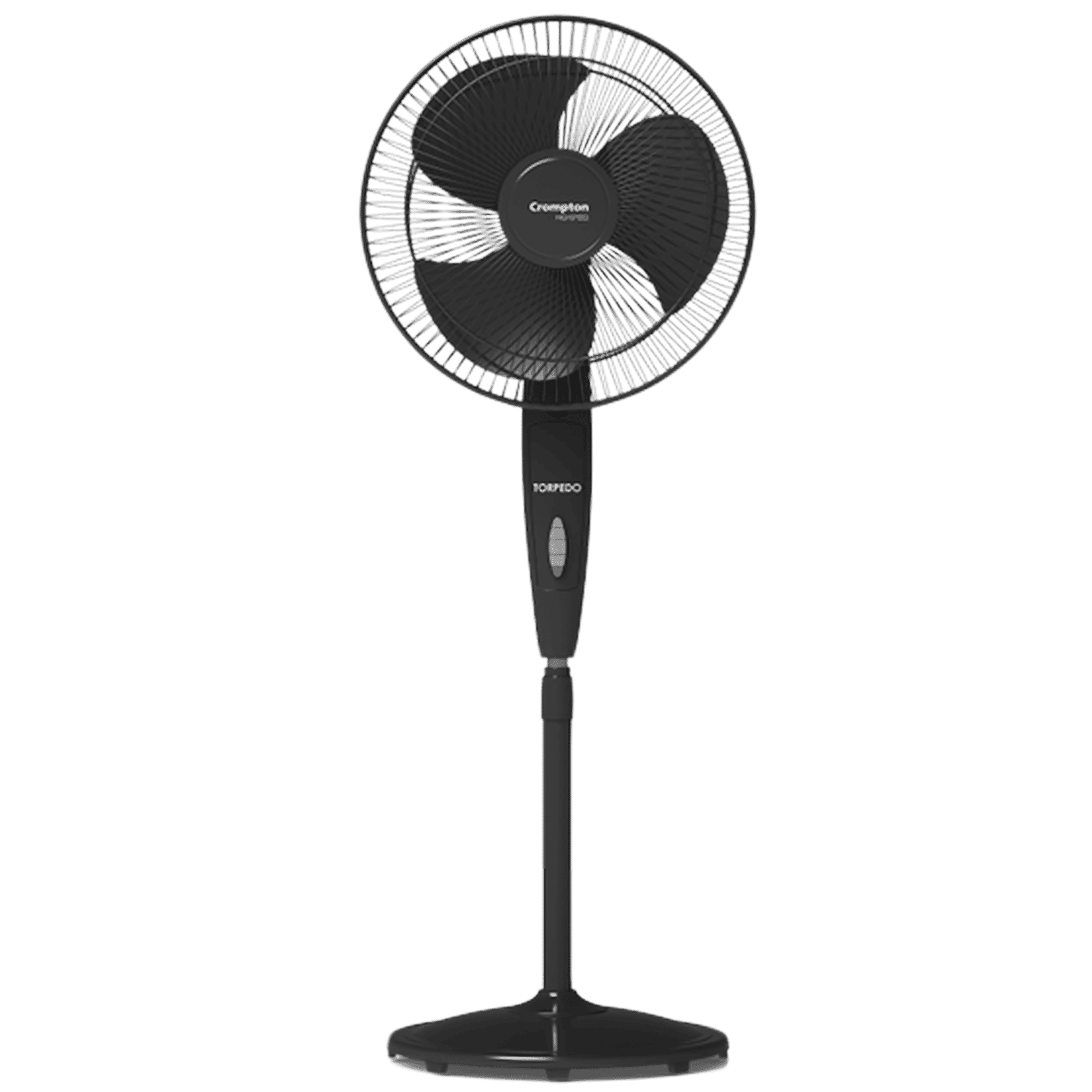 Crompton Torpedo 400mm 3 Blade Thermal Overload Protector Pedestal Fan (Anti Rust, Black)