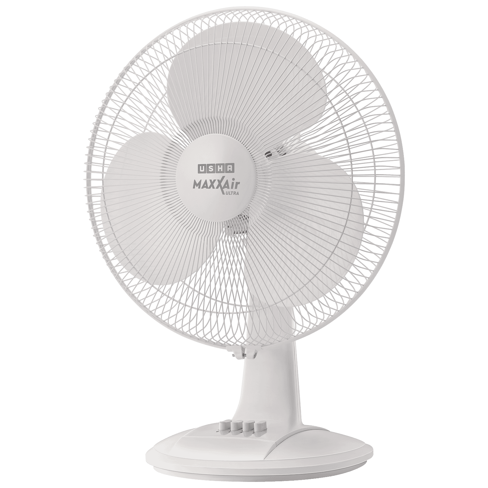 USHA Maxx Air Ultra 400mm 3 Blade Thermal Overload Protector Table Fan (Jerk Free Oscillation, White)