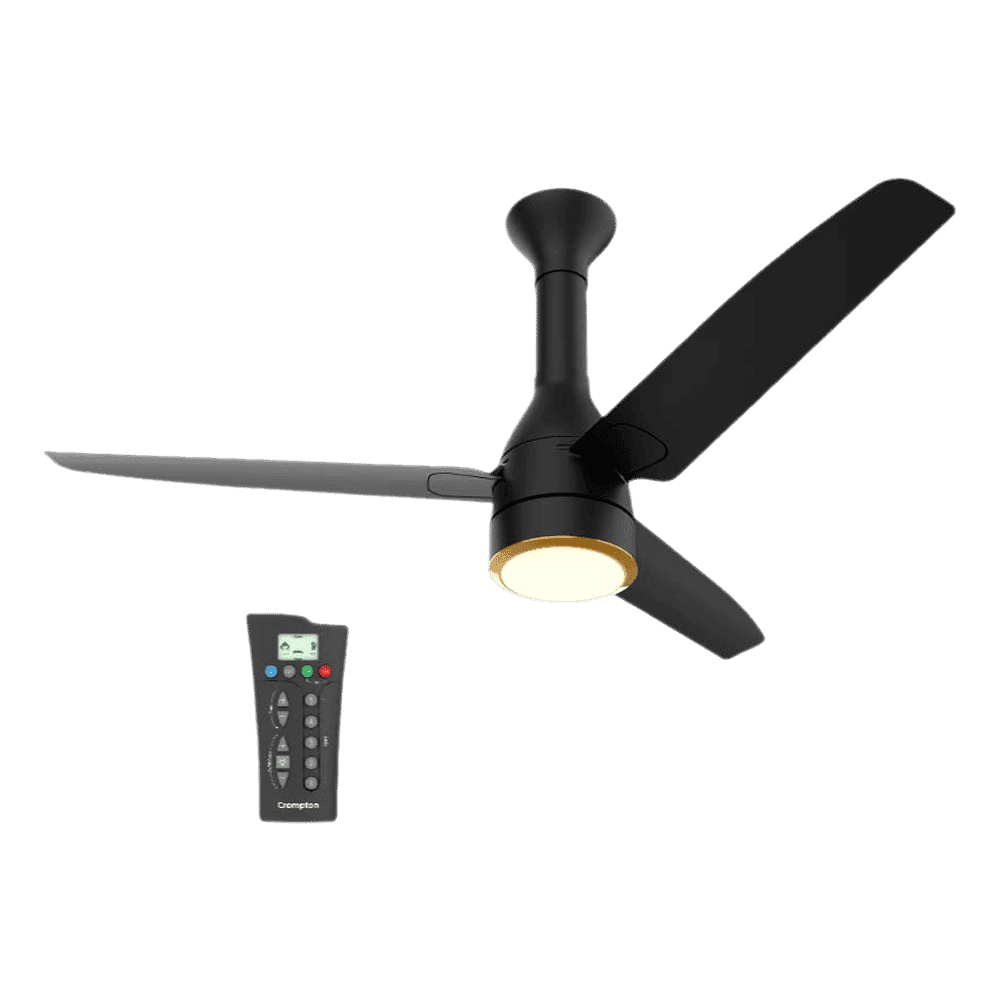 Crompton Energion Roverr Underlight 5 Star 1200mm 3 Blade BLDC Motor Ceiling Fan with Remote (Intelligent Memory Function, Matte Black)
