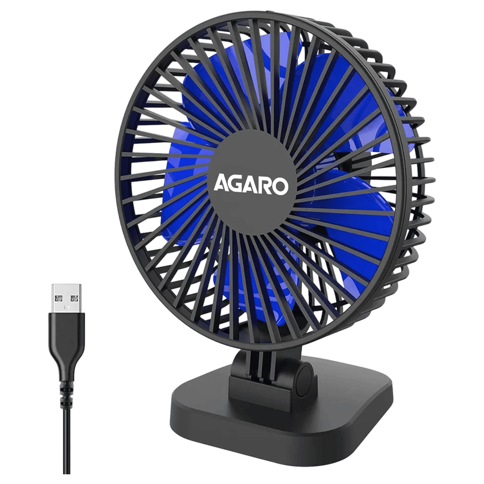 AGARO Breeze 3 Blade Rechargeable Personal Mini Fan (USB Powered, Black)