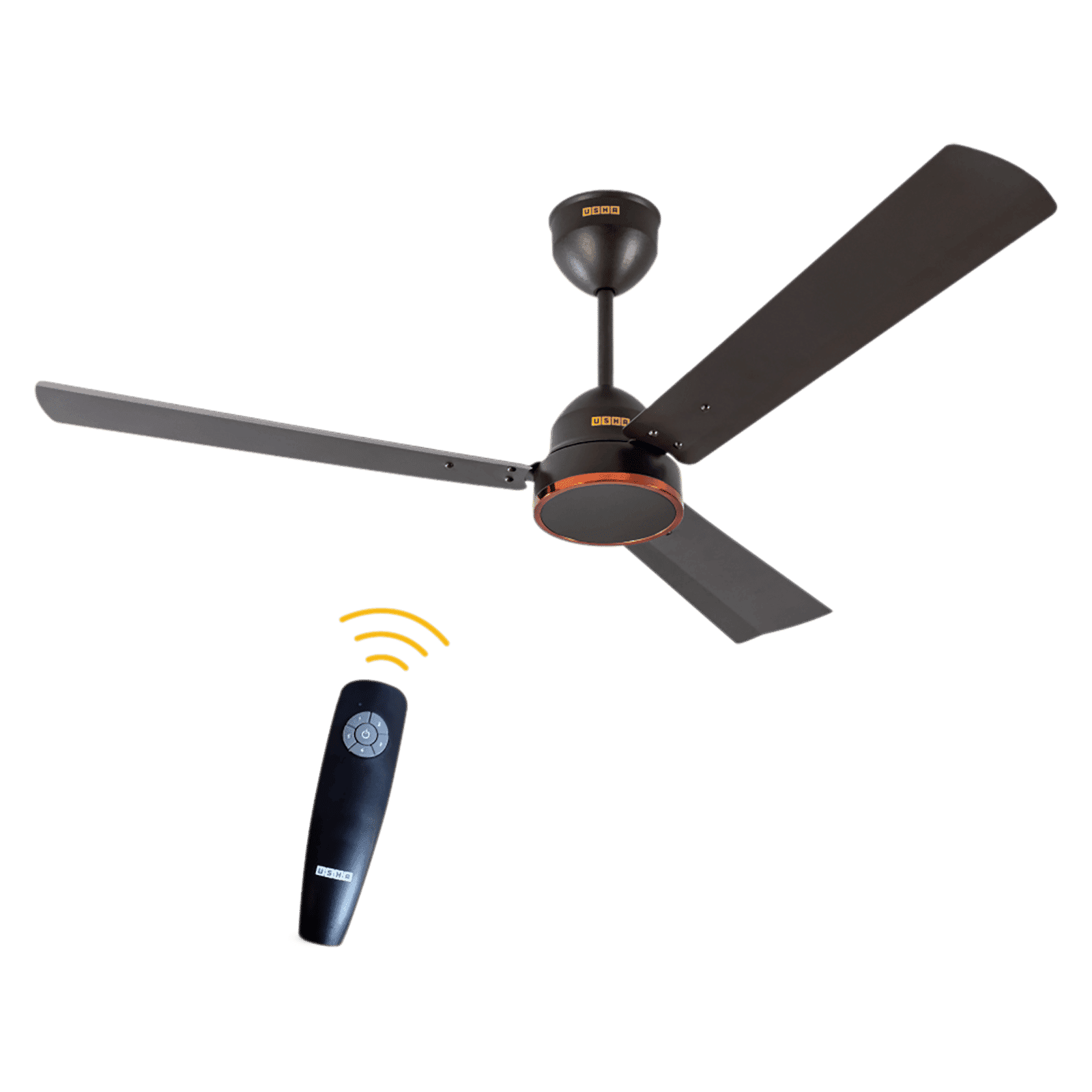 USHA AeroEdge 5 Star 1200mm 3 Blade BLDC Motor Ceiling Fan with Remote (Whisper Quiet Technology, Smoke Brown)
