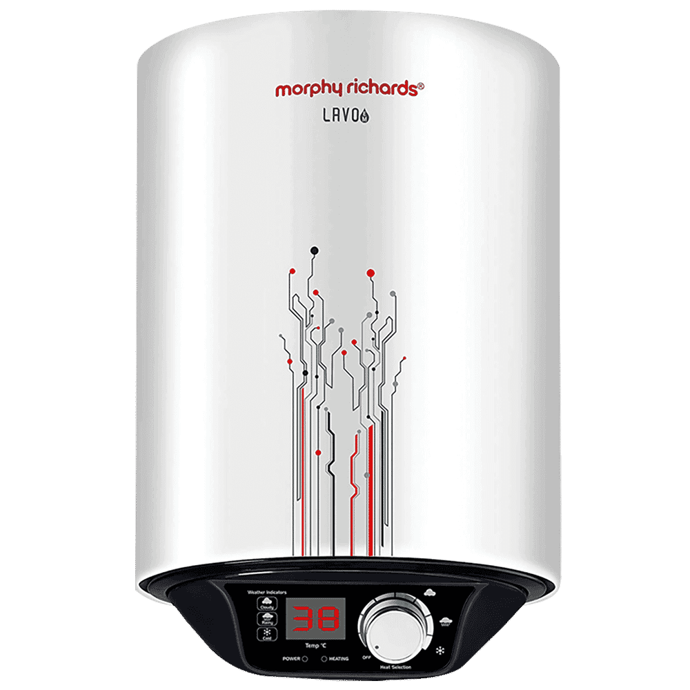 morphy richards Lavo EM 10 Litres 5 Star Vertical Storage Water Geyser with Glass Coated Incoloy Heating Element (White)