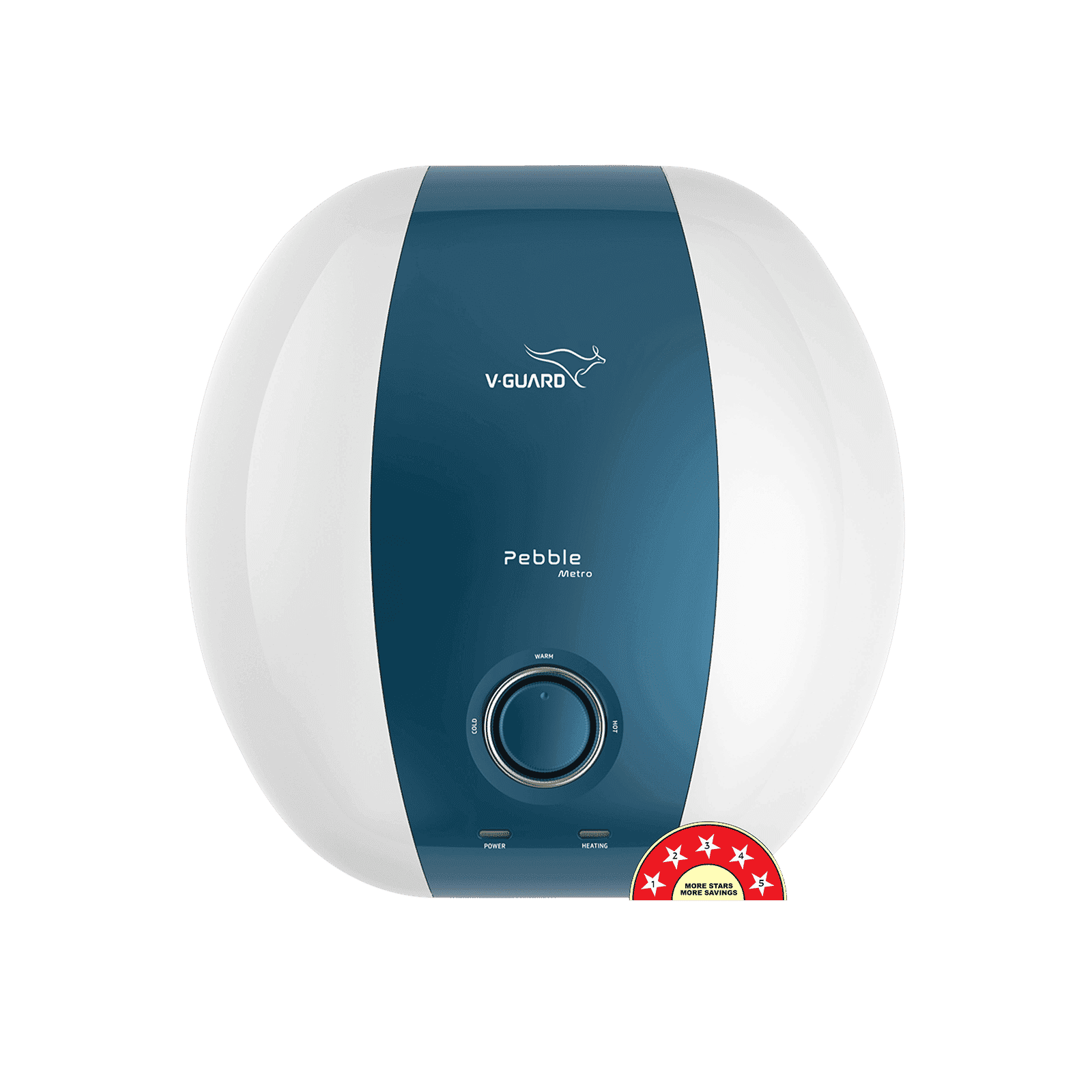 V-Guard Pebble Metro 10 Litre 5 Star Vertical Storage Geyser with Energy Saving Technology (White)