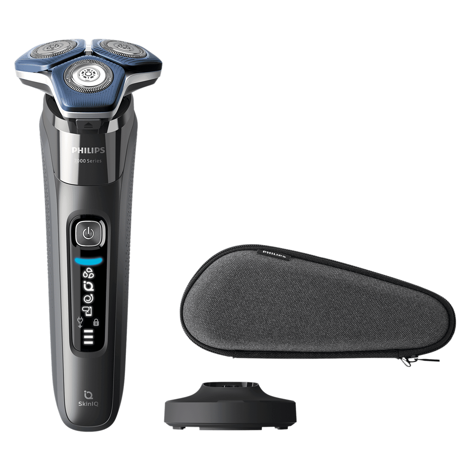 PHILIPS 7000 Series Rechargeable Cordless Shaver for Face for Men (60mins Runtime, SkinIQ Technology, Dark Chrome)