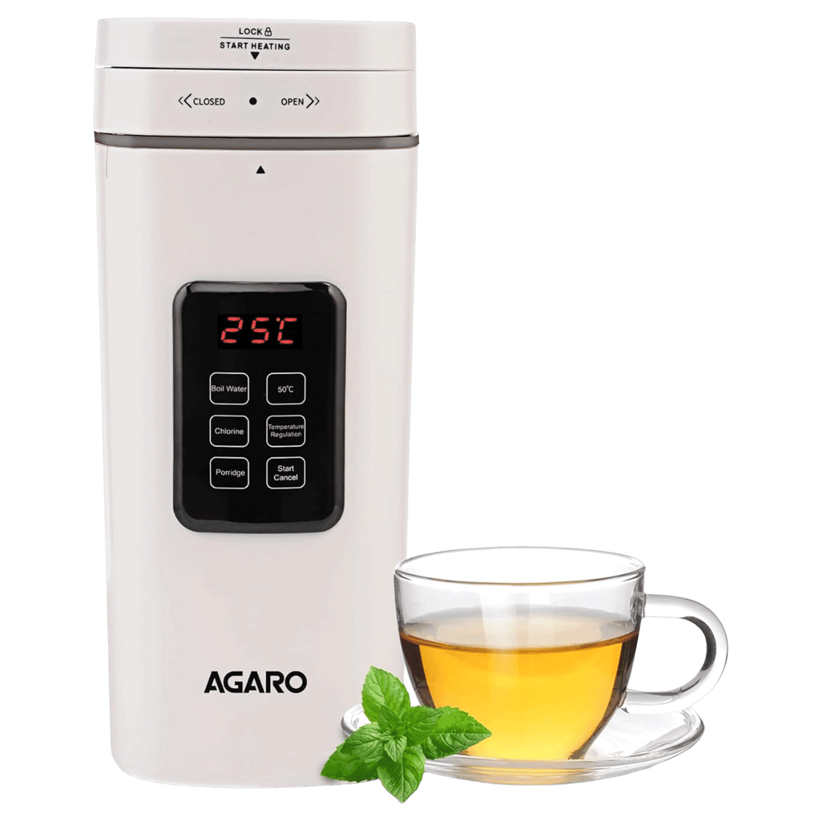 AGARO Delite 0.5 Litre Electric Kettle with Adjustable Temperature Settings (White)