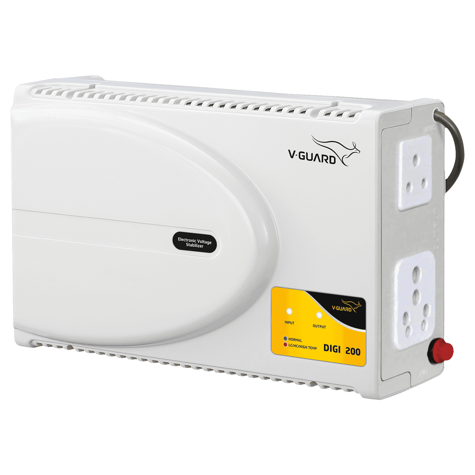V-Guard 6 Amps Voltage Stabilizer For Up to 203cm (80") TV / SetTop Box / Home Theatre / Gaming Console / Photostat Machine (140 - 295 V, Built-In Thermal Overload Protection, Digi 200, White)