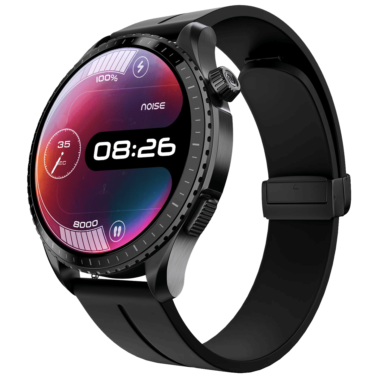 noise NoiseFit Origin Smartwatch with Bluetooth Calling (37.08mm AMOLED Display, 3ATM Water Resistant, Midnight Black Strap)