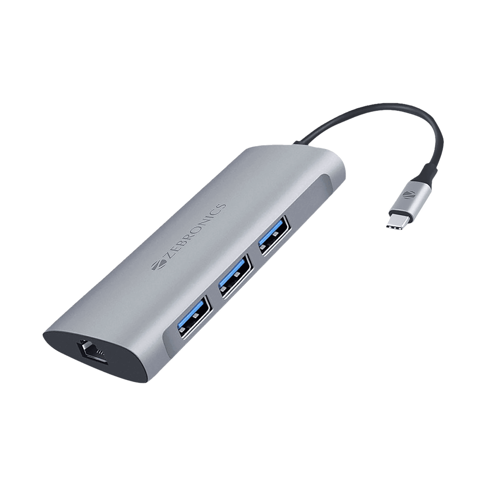 Zebronics Zeb-TA1000UCL Multiport Adapter (2 LAN Ports, 6 in 1, Aluminum body, Silver)