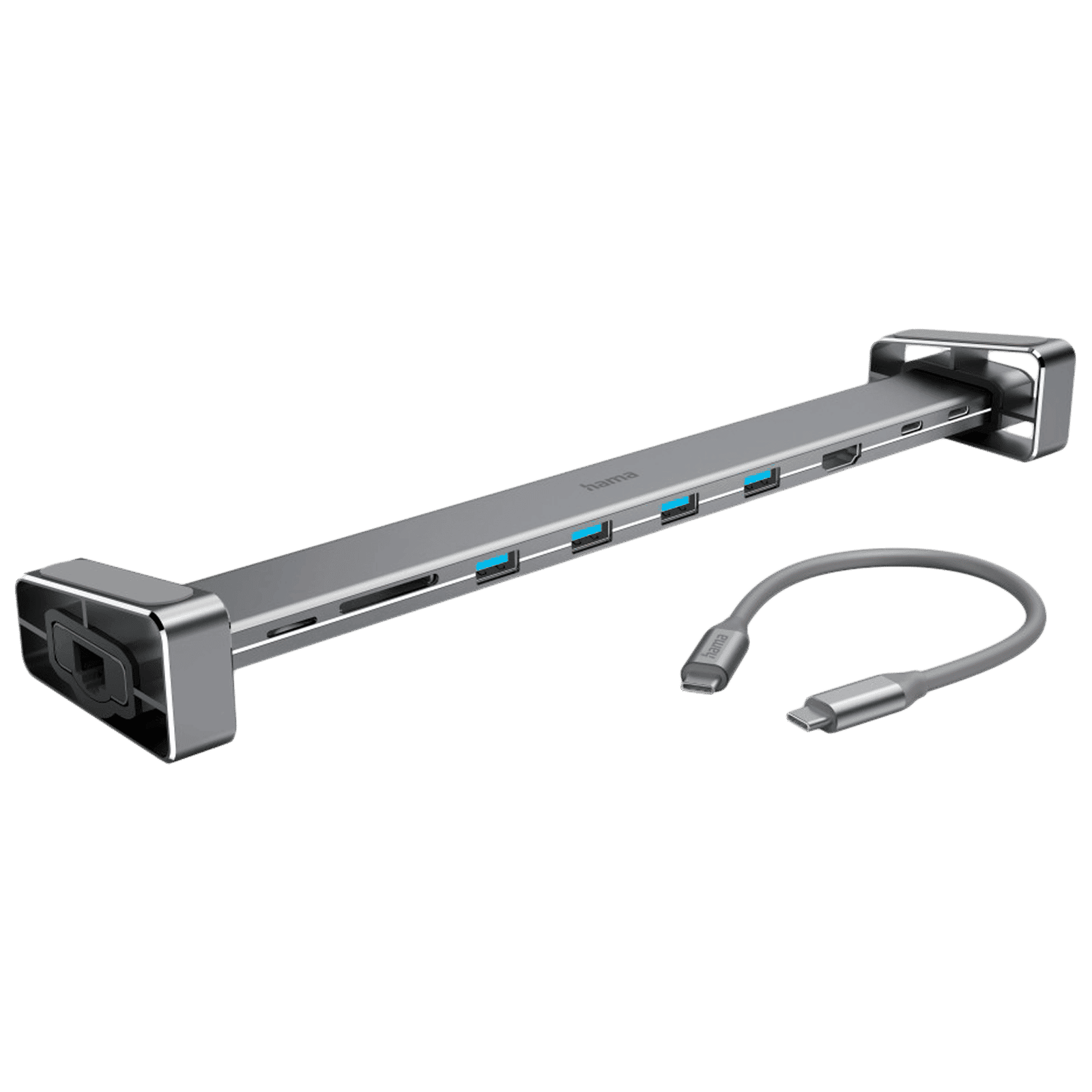 hama USB Type C to USB 2.0 Type A, USB Type C, HDMI, RJ45, Micro SD, SD Docking Station (1 Gbps Data Transfer Rate, Black)