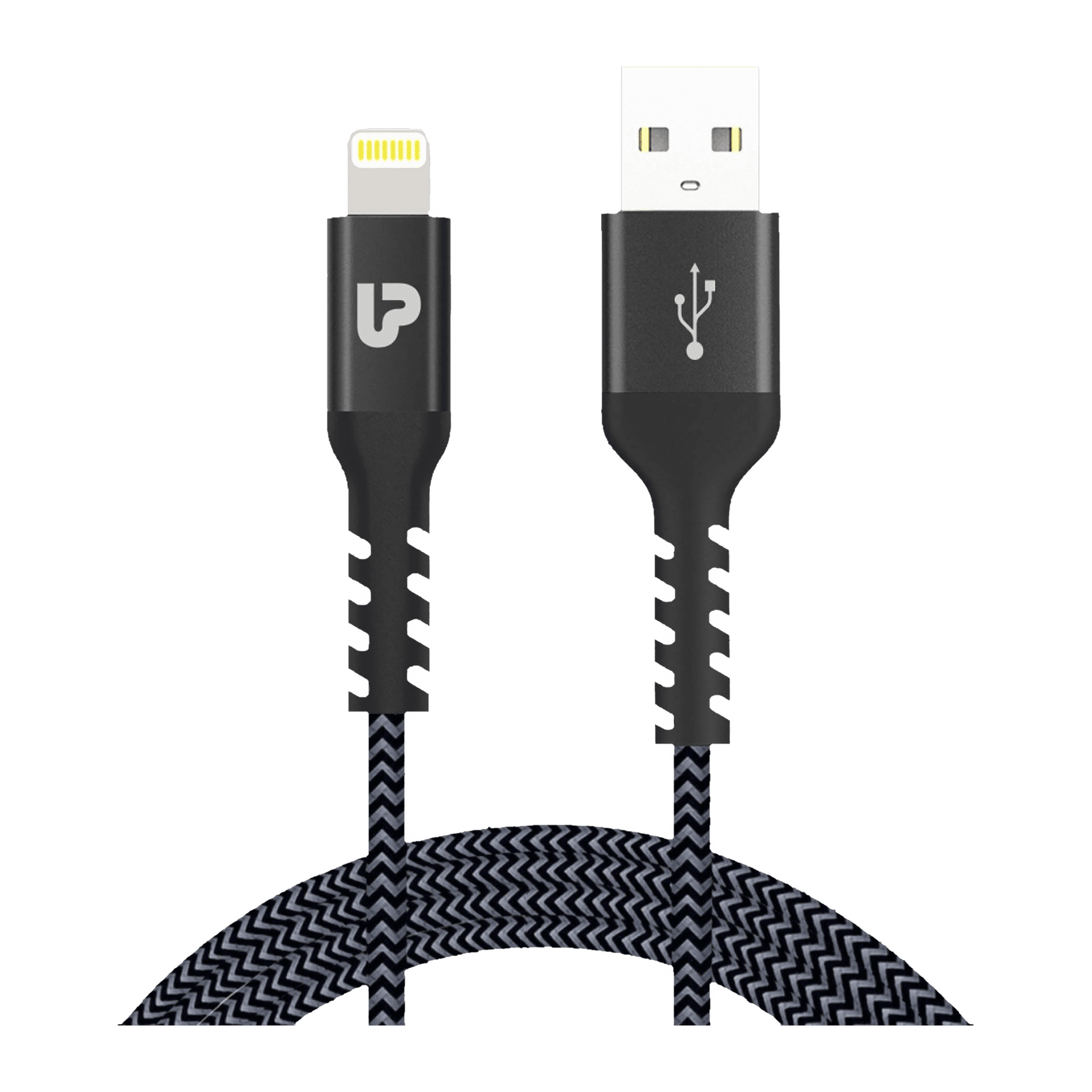 ultraprolink NyloKev+ Type A to Lightning Connector 6.6 Feet (2 M) Cable (Tangle-free Design, Grey)