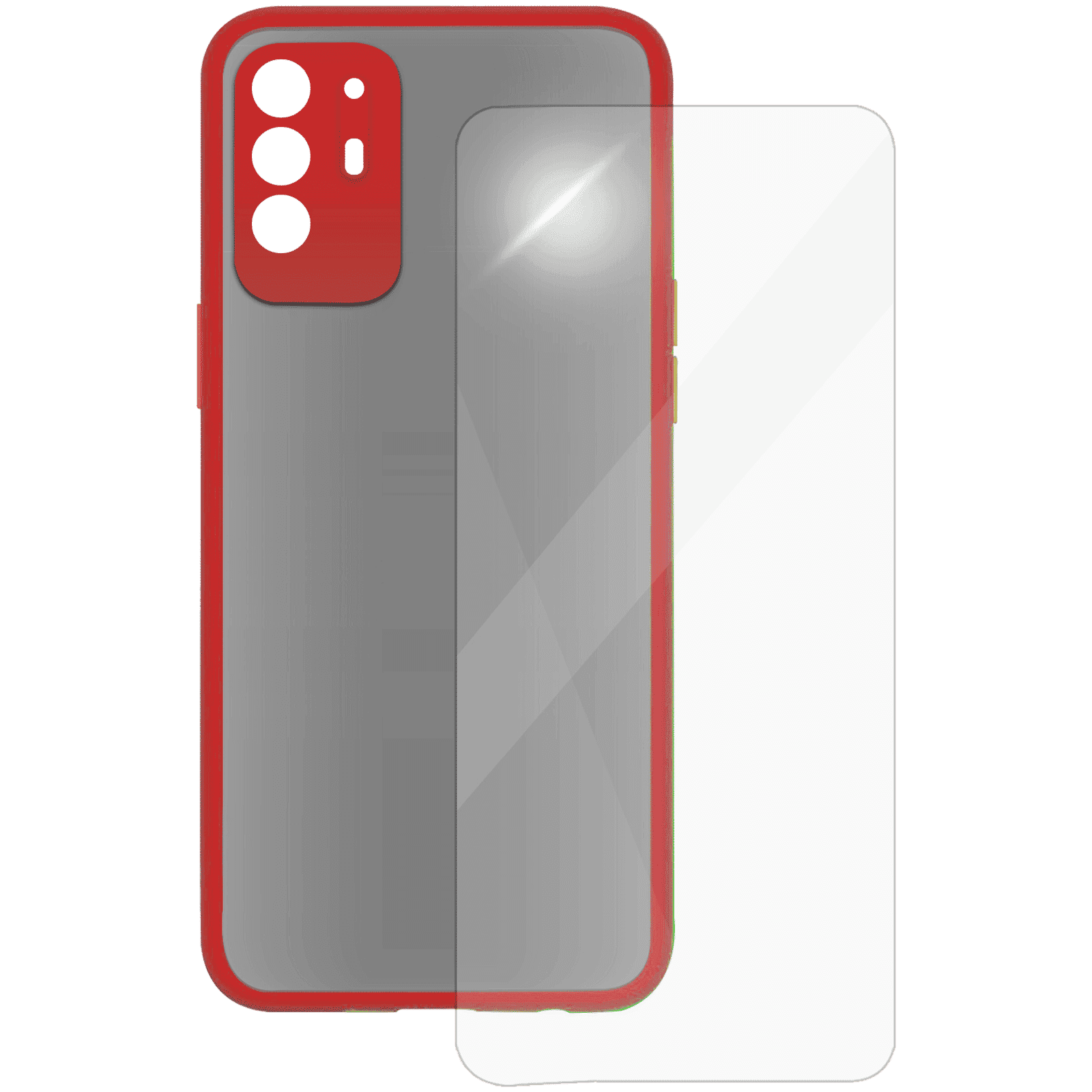 ARROW Camera Duplex Screen Protector & Polycarbonate Back Cover Combo for oppo F19 Pro Plus (Anti Scratch Design, Red)