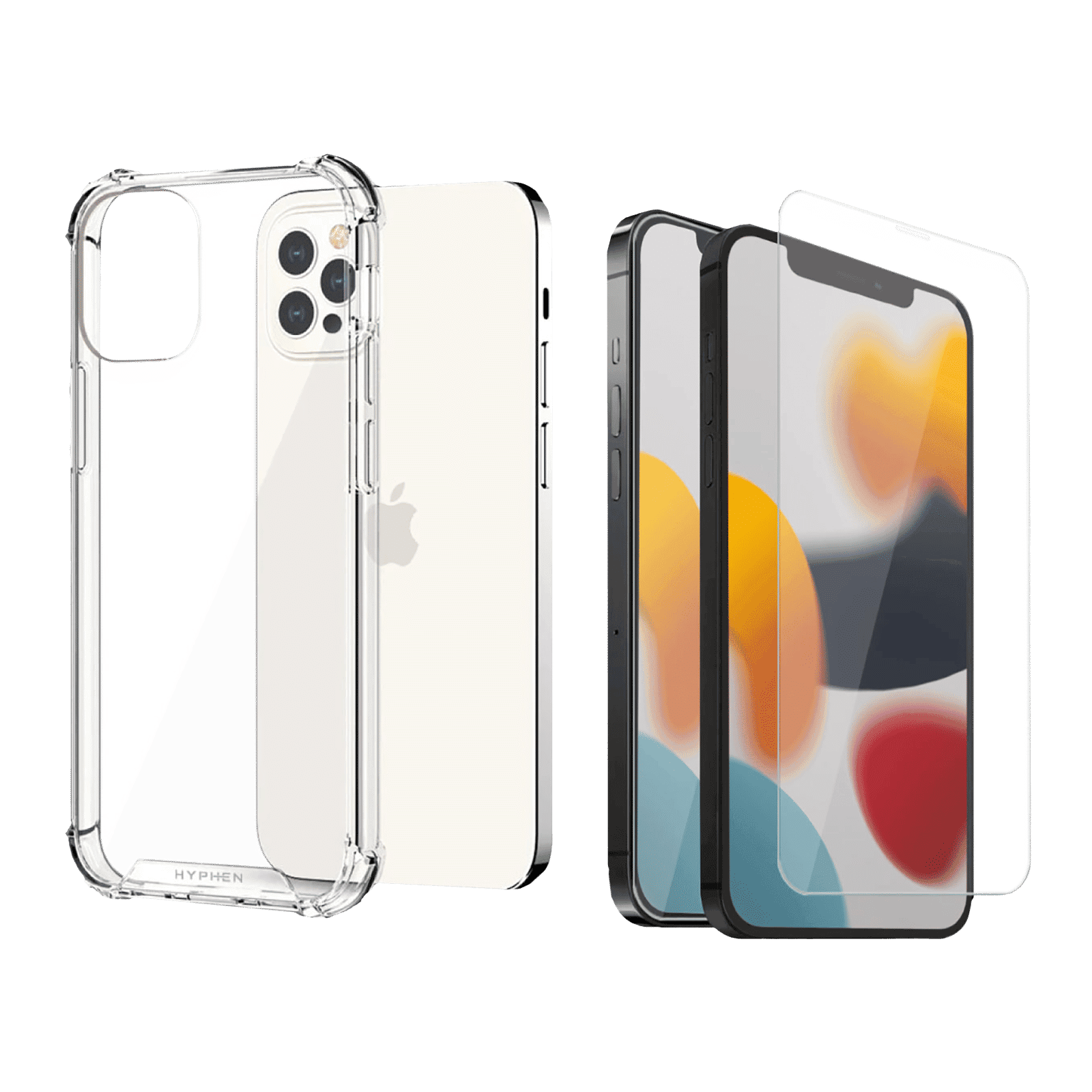 Hyphen DURO Screen Protector & TPU Back Cover Combo for Apple iPhone 13 Pro (Supports Wireless Charging, Clear)