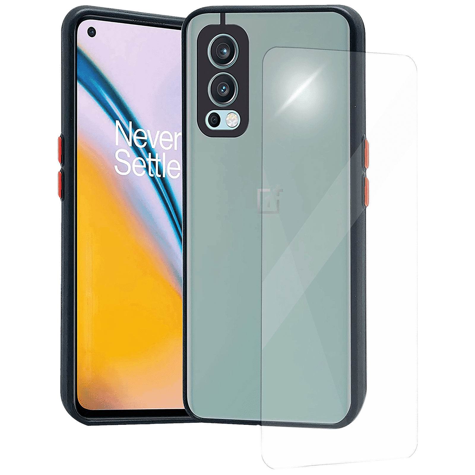 Arrow Duplex Screen Protector & Polycarbonate Back Cover Combo for OnePlus Nord 2 5G (Anti Scratch Design, Black)