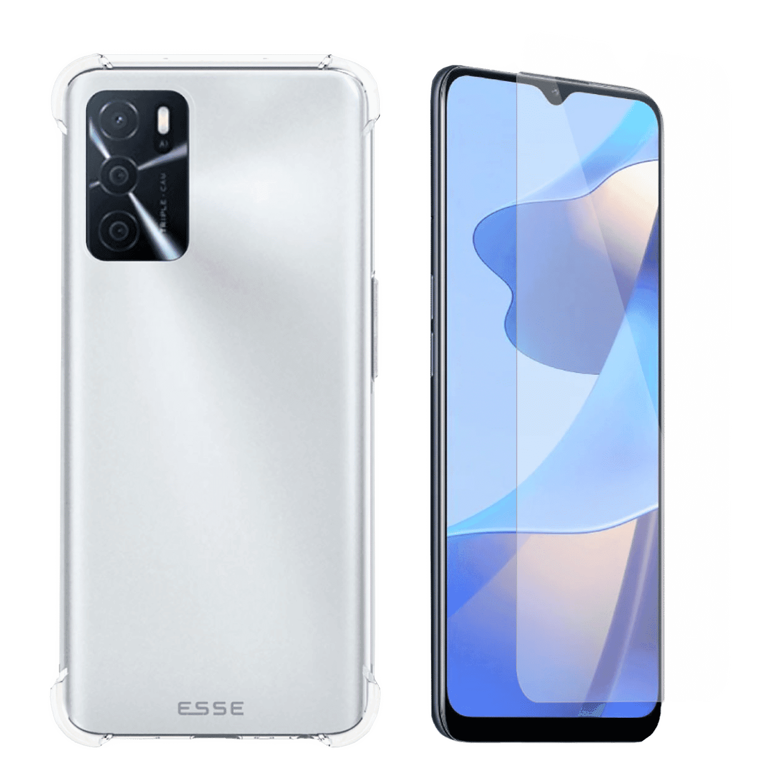 ESSE Screen Protector & TPU Back Cover Combo for OPPO A16 (Drop Protection, Clear)