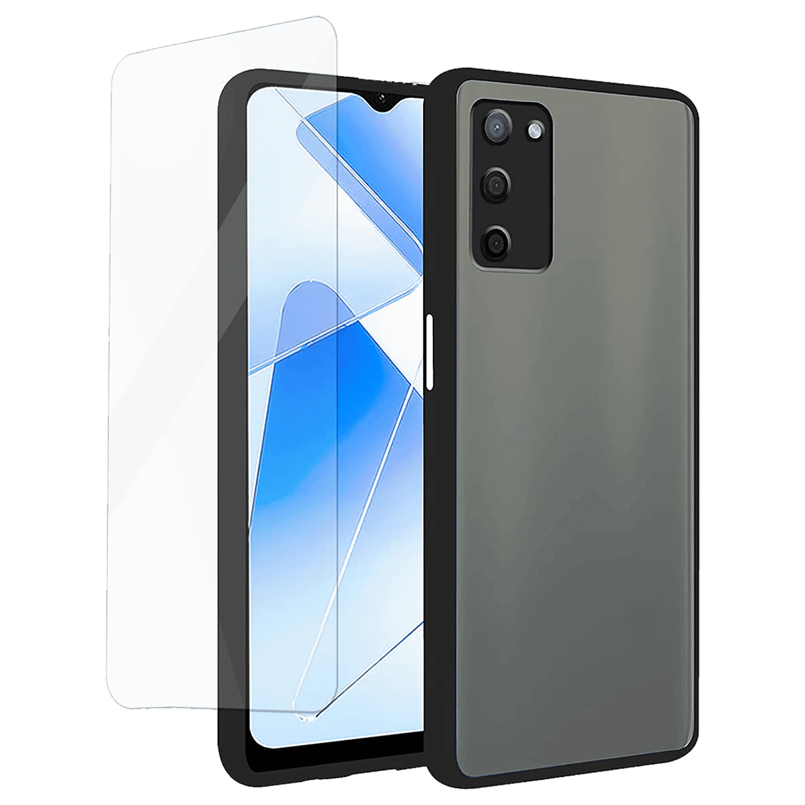 ARROW Duplex Tempered Glass & Polycarbonate Back Case Combo for oppo A55 (Enhanced Camera Protection, Black)