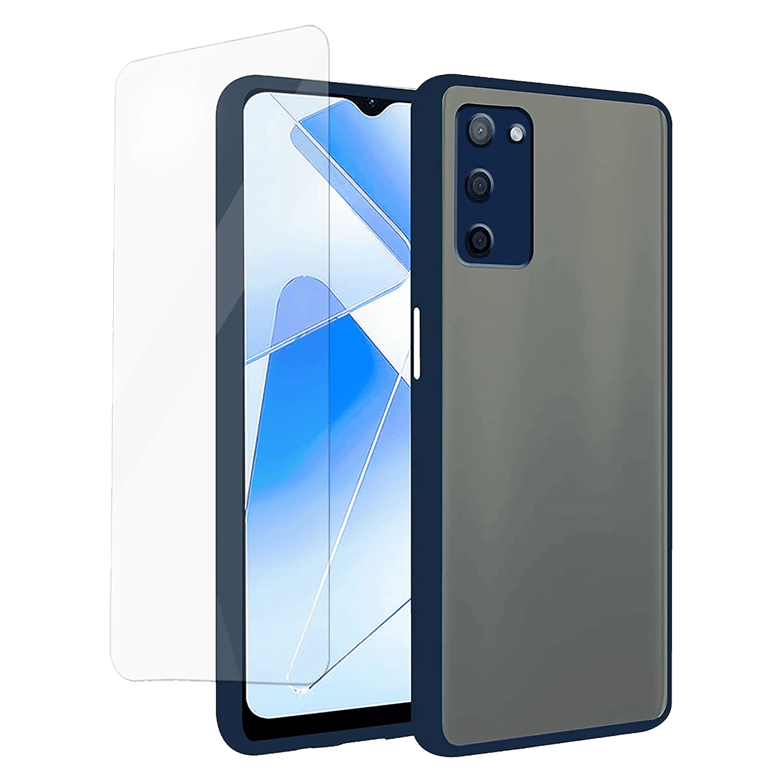 ARROW Duplex Combo Polycarbonate Back Cover for Oppo A55 (Camera Protection, Blue)