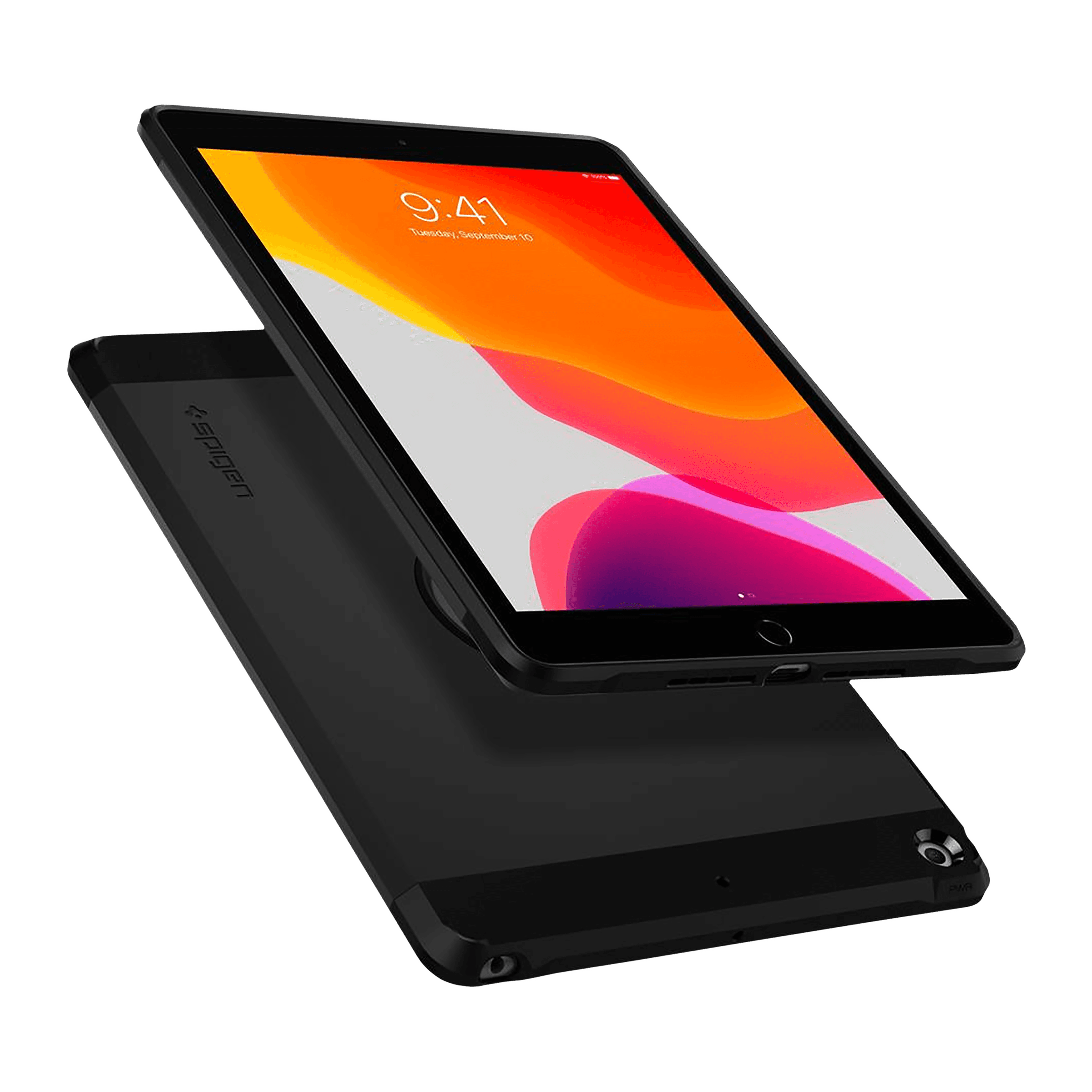 spigen Tough Armor Hard Polycarbonate Back Cover for Apple iPad 10.2 Inch (2021/2020/2019) (Dual Layered Back Protection, Black)