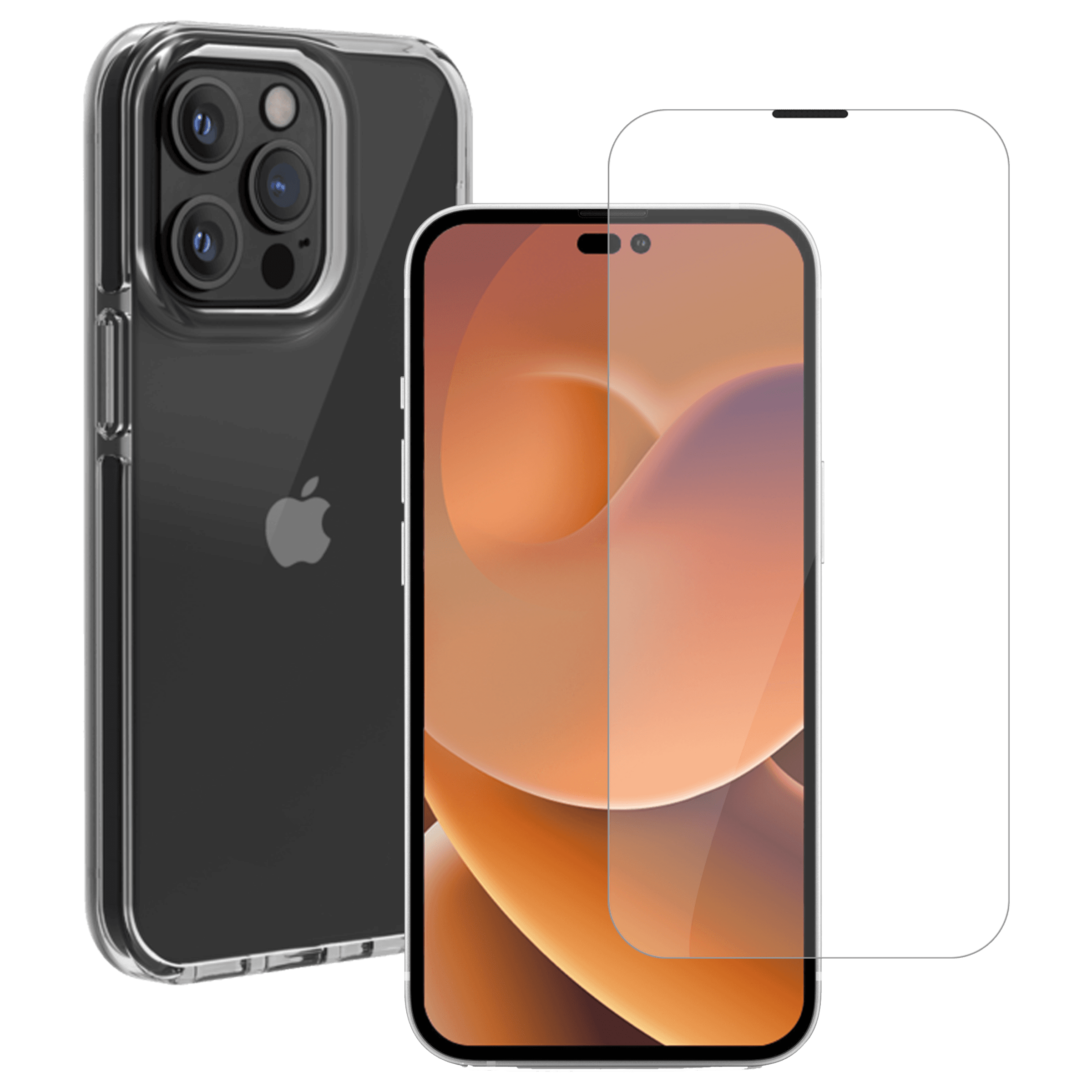 HYPHEN Duro Tempered Glass & TPU, Polycarbonate Back Cover Combo for Apple iPhone 14 Pro (Wireless Charging Compatible, Clear)