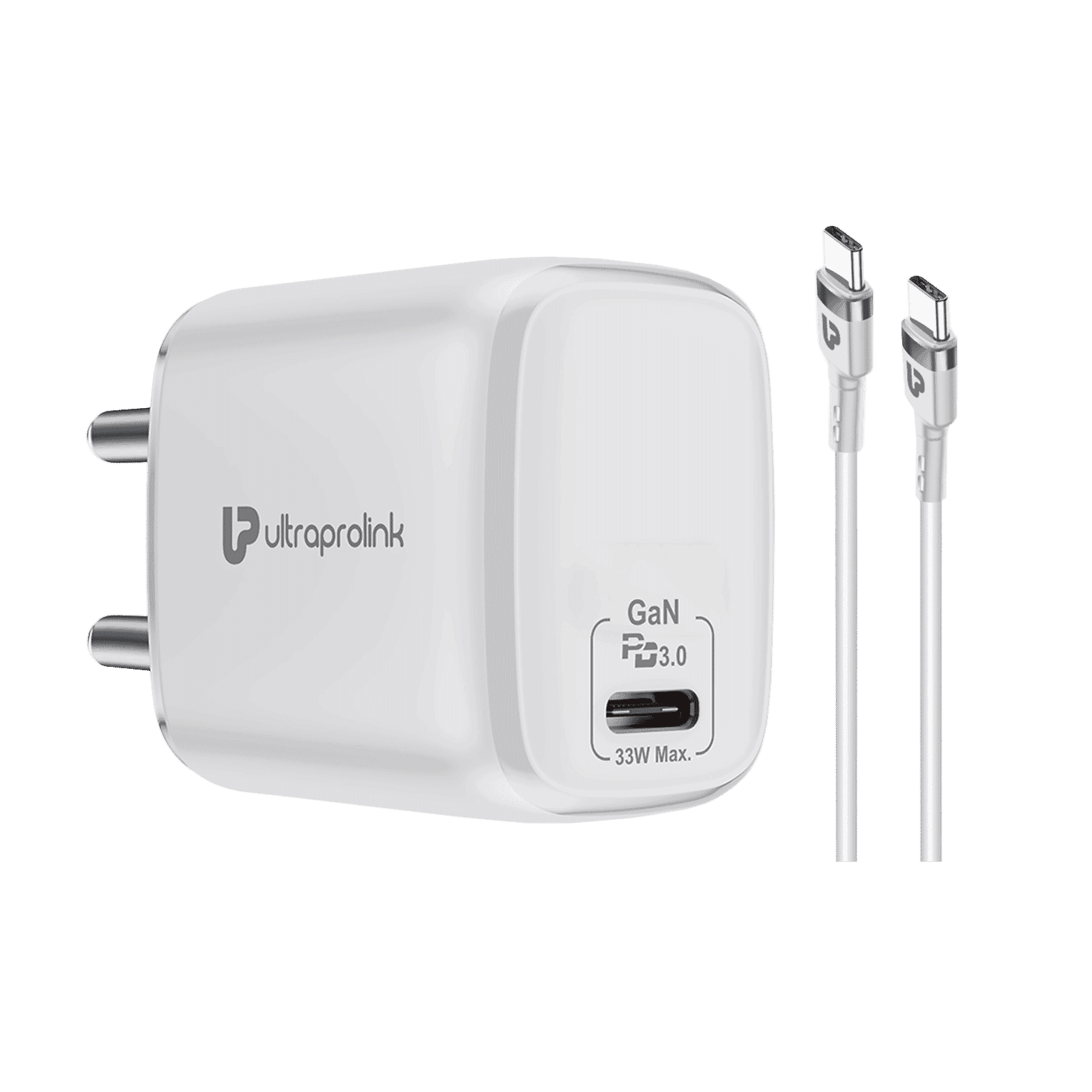 ultraprolink Boost 33W Type C Fast Charger (Type C to Type C, Multi-Layer Protection, White)