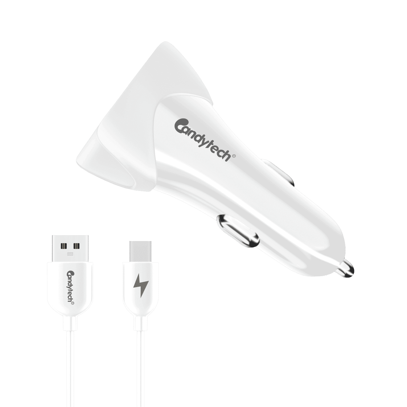 Candytech 3 Ampere 2 USB Ports Car Charging Adapter (Qualcomm Certified, CC-15, White)