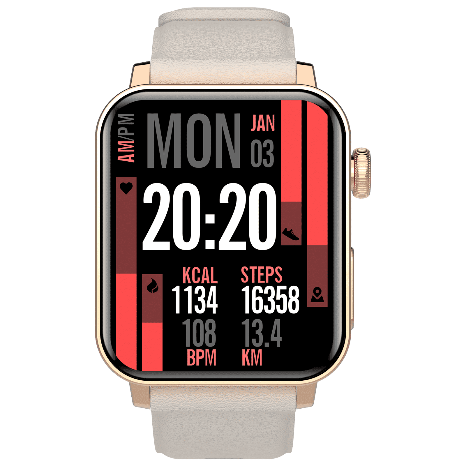 Croma Velocity AM Smartwatch with Bluetooth Calling (1.78 inches, AMOLED Display, IP68 Water Resistant, Gold Strap)