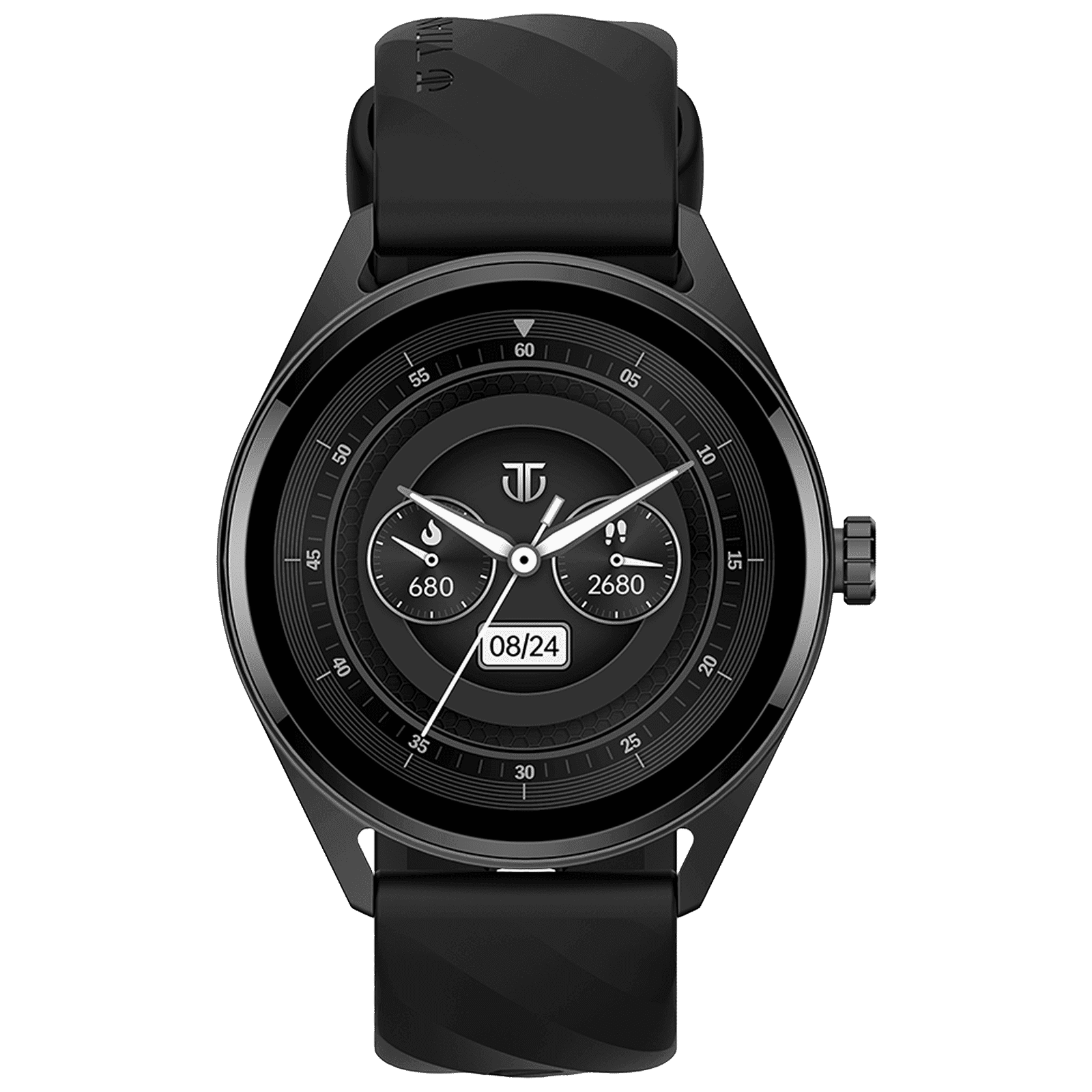 TITAN Crest Smartwatch with Bluetooth Calling (36.3mm AMOLED Display, IP68 Water Resistant, Black Strap)