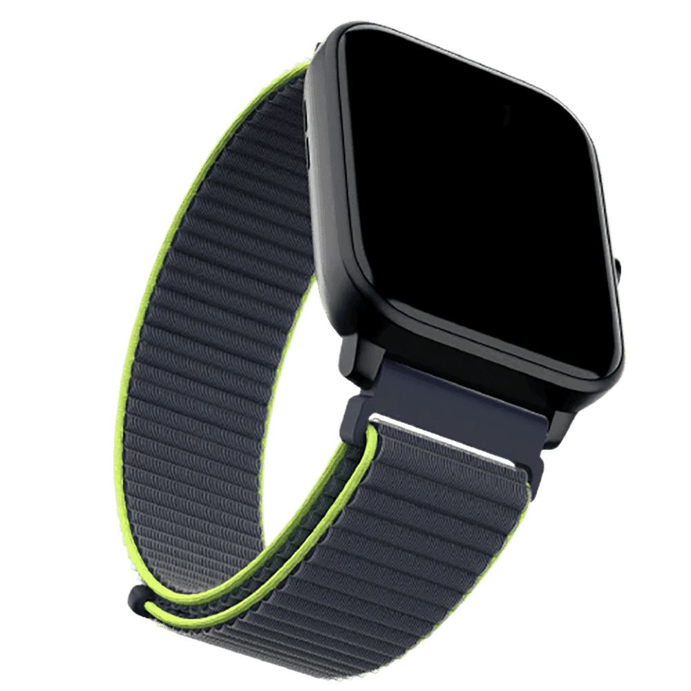 noise Classic Woven Nylon Strap for noise ColorFit, Mettalix, Noisefit, Force Plus & Endeavour (22mm) (Swappable Design, Blue Lime)