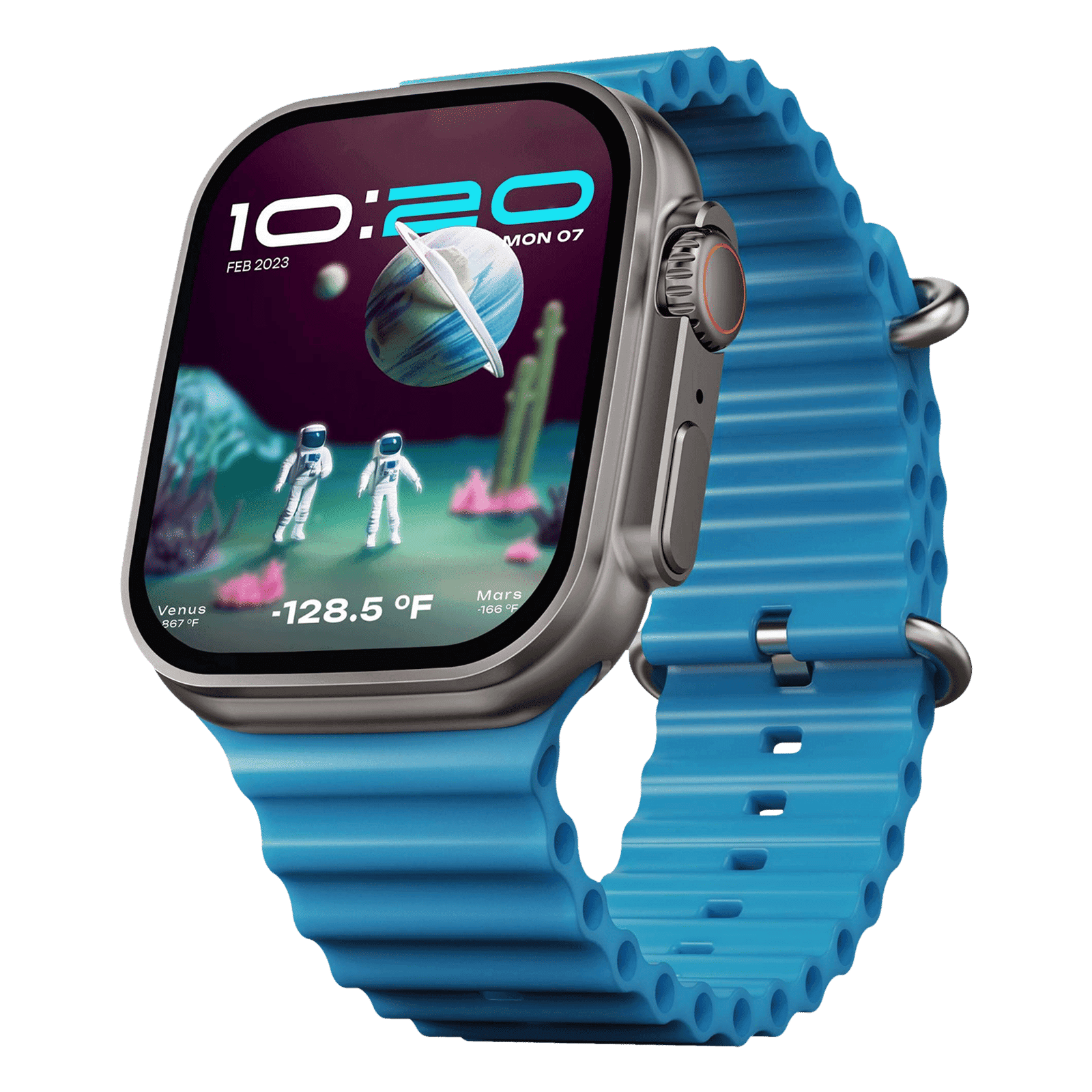 GOBOULT Crown Smartwatch with Bluetooth Calling (49.53mm HD Display, IP67 Water Resistant, Blue)