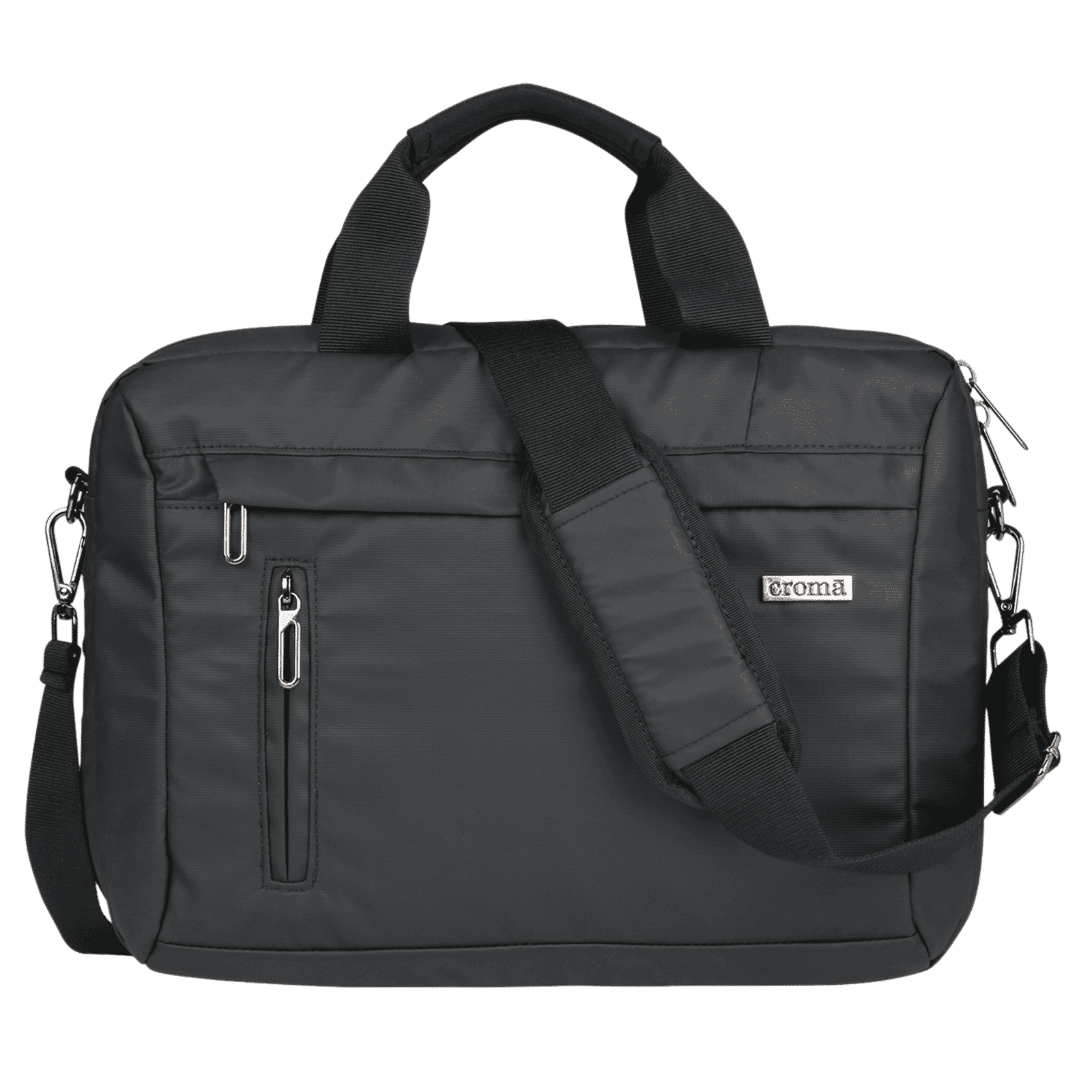 Croma Polyurethane Laptop Sling Bag for 14 Inch Laptop (Adjustable Shoulder Strap, Black)