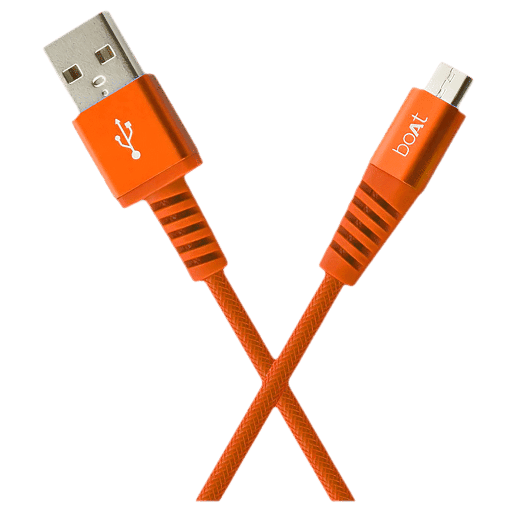 boAt Rugged 700 V3 Type A to Micro USB 4.9 Feet (1.5M) Cable (Tangle-free Design, Orange)