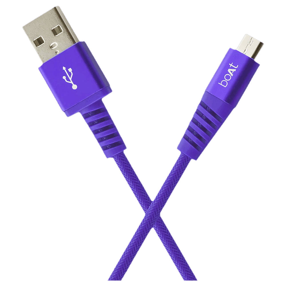 boAt Rugged 700 V3 Type A to Micro USB 4.9 Feet (1.5M) Cable (Tangle-free Design, Purple)