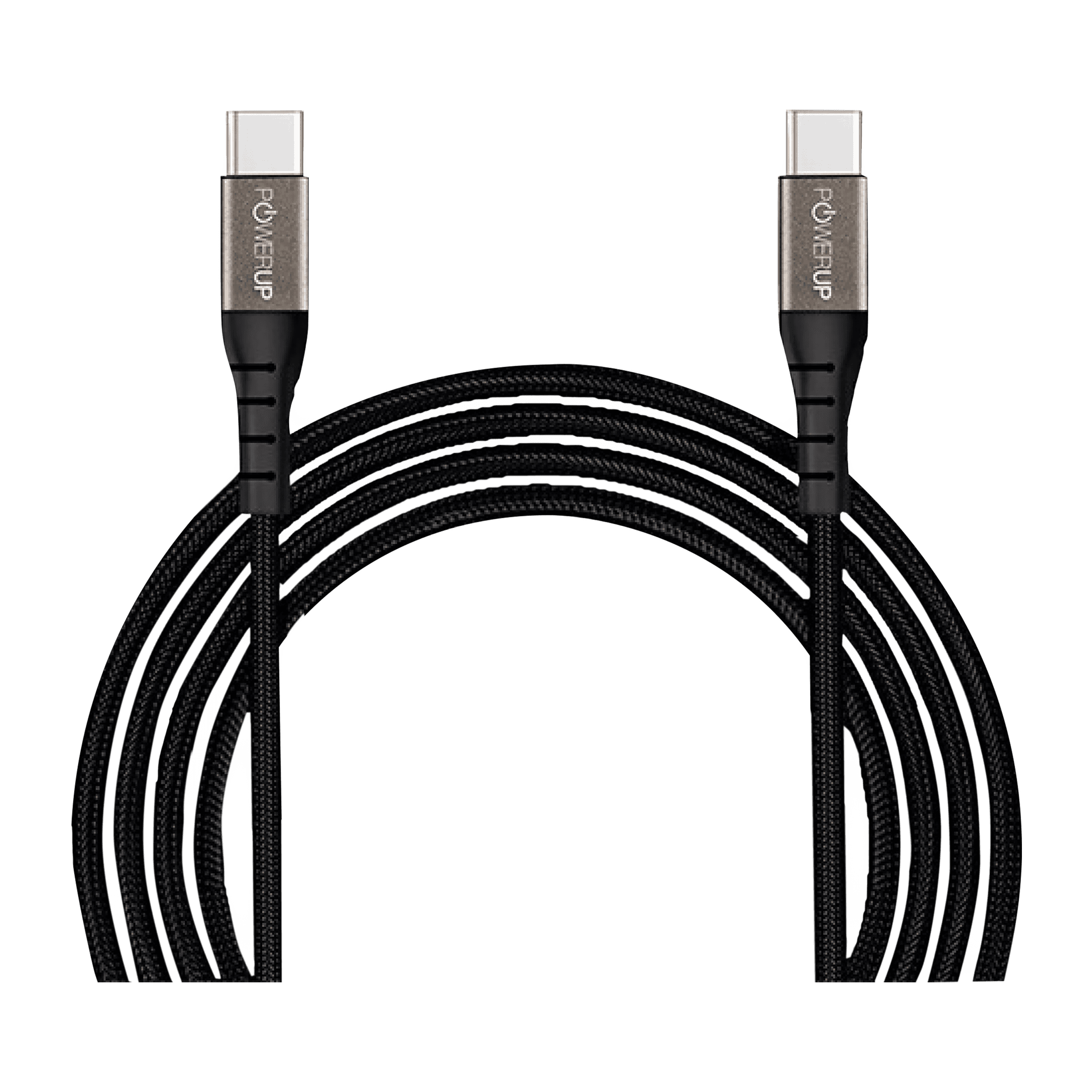 POWERUP Type C to Type C 4.9 Feet (1.5M) Cable (Reversible Design, Black)