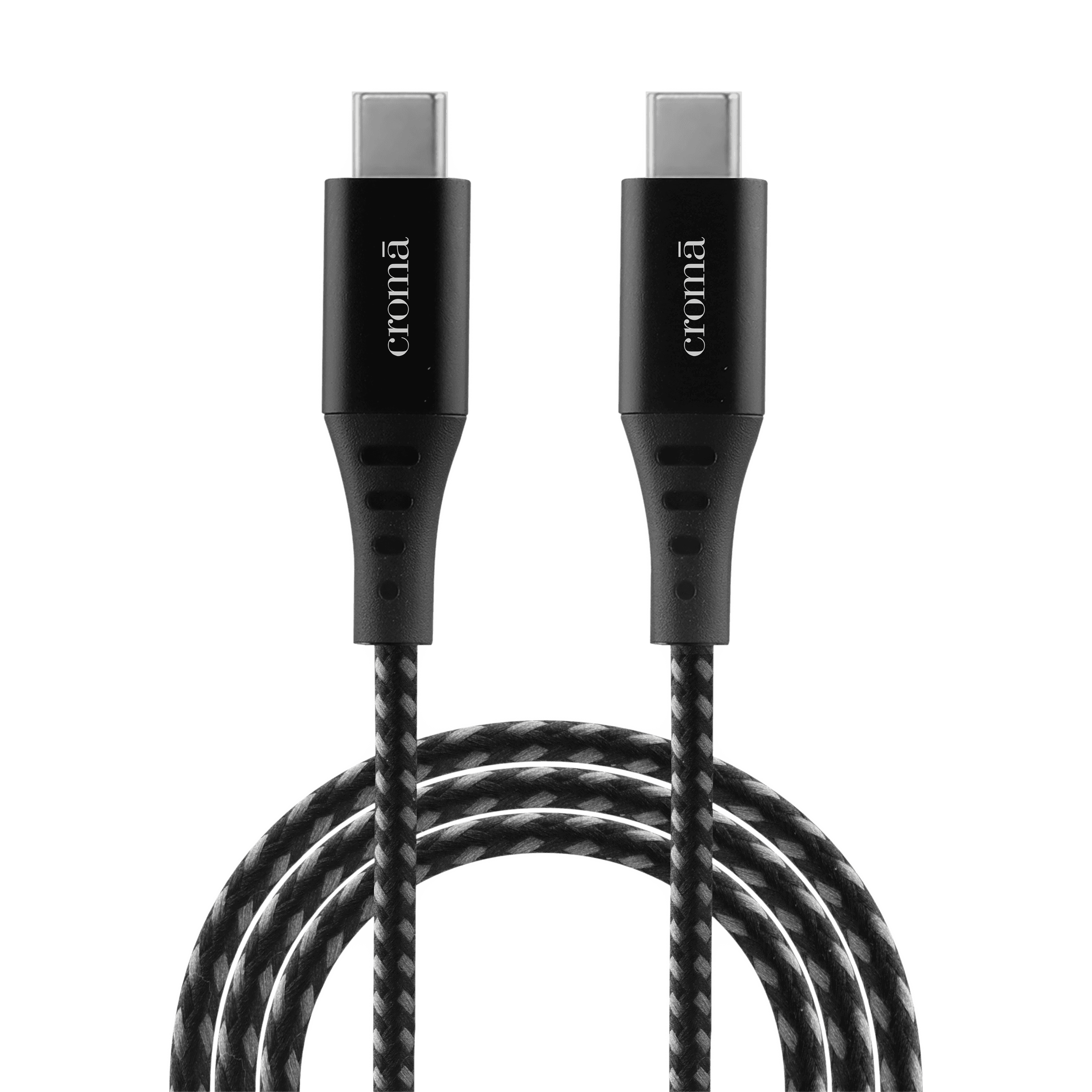 Croma Type C to Type C 3.3 Feet (1M) Cable (Nylon Braided, Grey)
