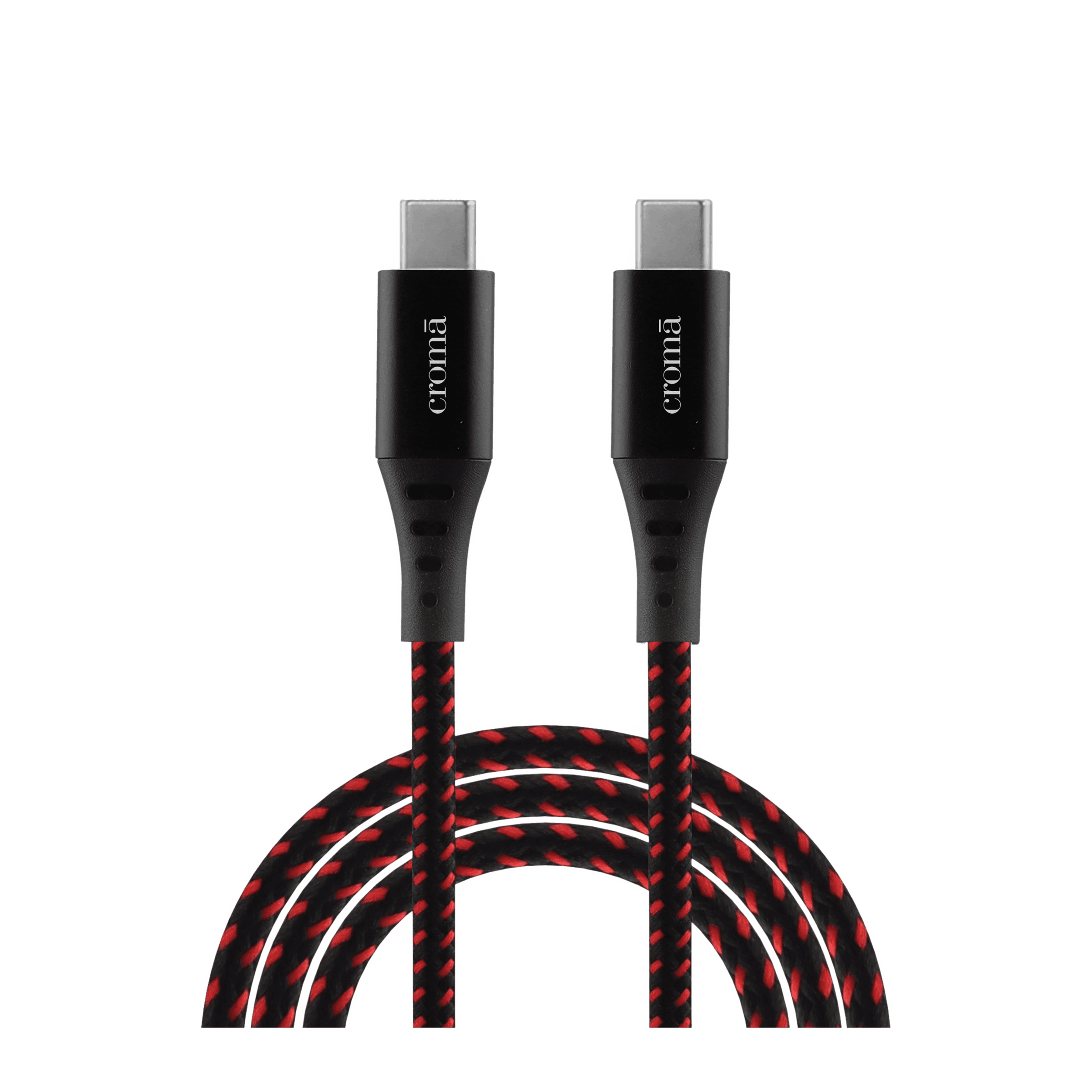 Croma Type C to Type C 3.3 Feet (1M) Cable (Nylon Braided, Red)