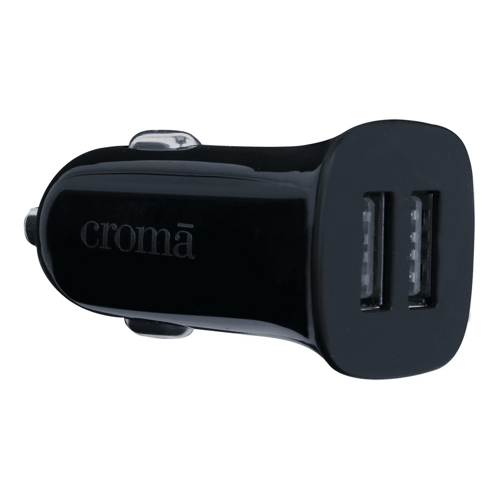Croma 12 Watts 2 USB Ports Car Charging Adapter (Overcharging Protection, Black)