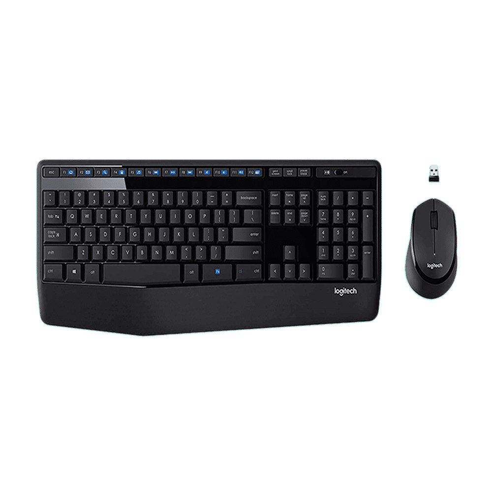 logitech MK345 Wireless Keyboard & Mouse Combo (1000 DPI, Spill Resistant, Black)