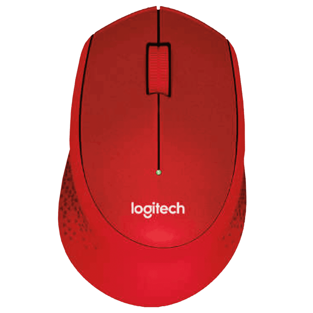 logitech M331 Plus Wireless Optical Mouse with Silent Click Buttons (1000 DPI, Plug & Play, Red)