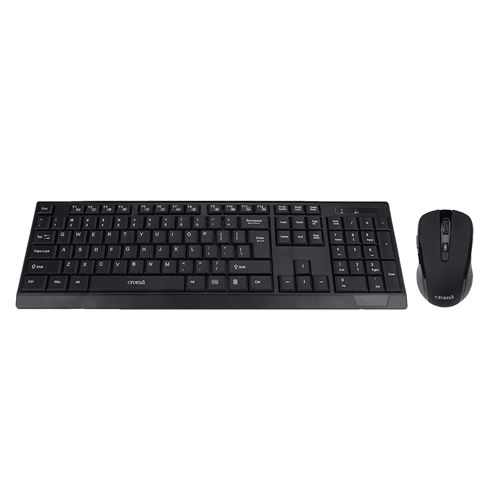 Croma 2.4 GHz Wireless Keyboard & Mouse Combo (1000 DPI, Plug & Play, Black)