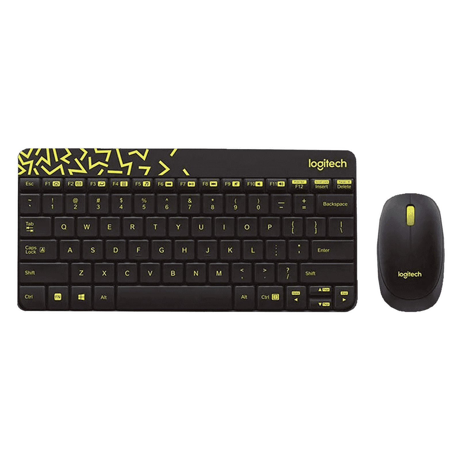 logitech MK240 2.4 GHz Wireless Keyboard & Mouse Combo (1000 DPI, Spill Resistant, Black & Chartreuse Yellow)