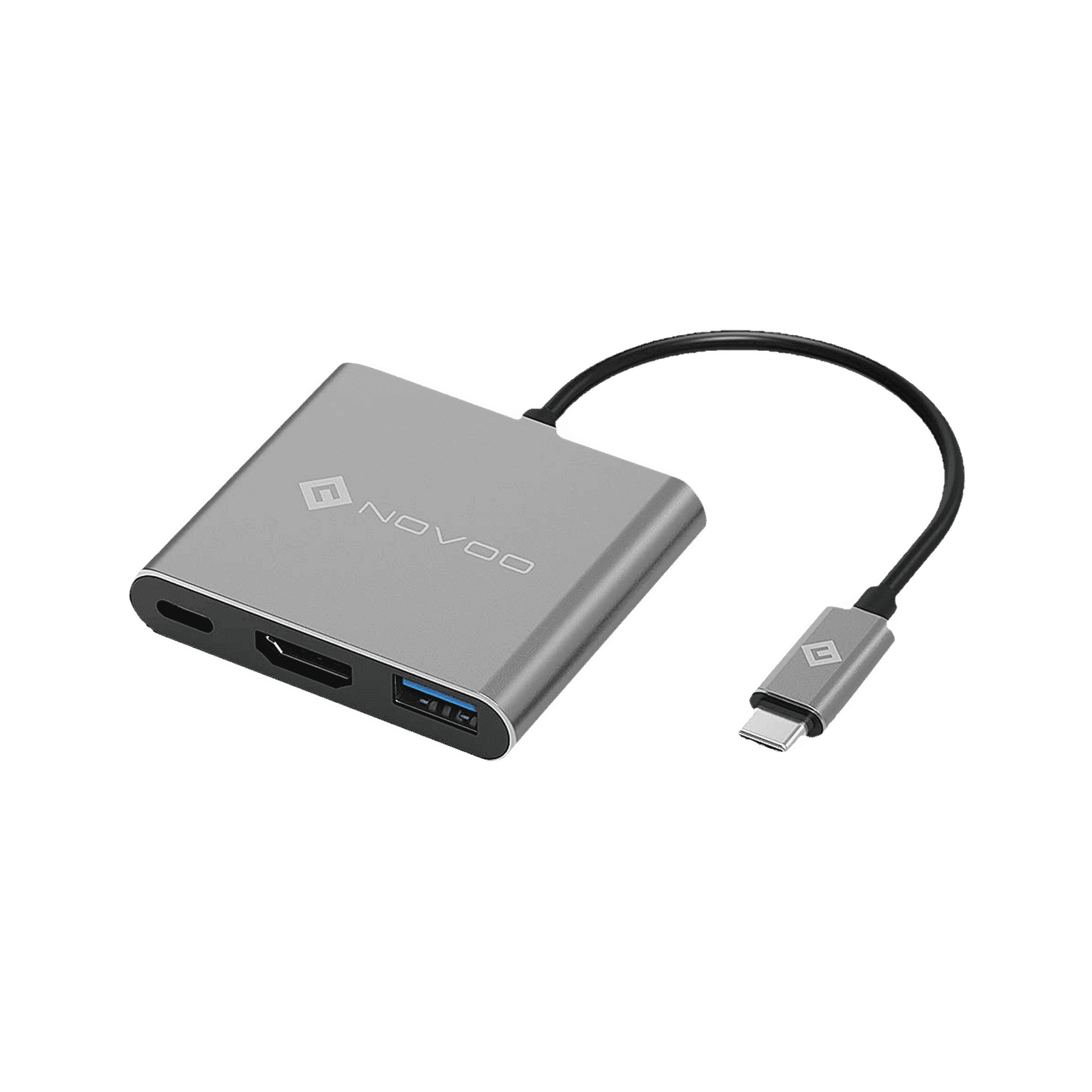 NOVOO 3-in-1 USB 3.0 Type C to USB 3.0 Type C, USB 3.0 Type A, HDMI Type A USB Hub (Supports 4K Resolution, Dark Grey)