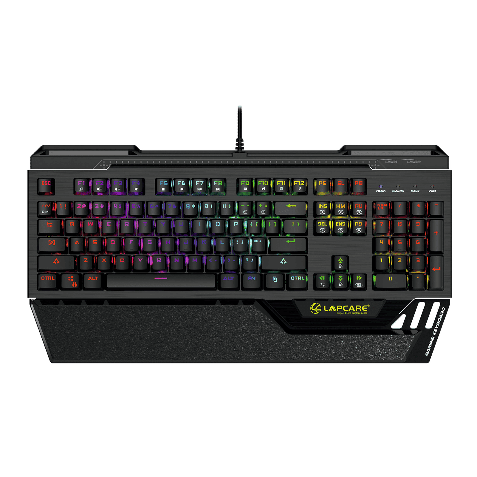 LAPCARE Champ LGK-108 Wired Gaming Keyboard with Backlit Keys (Waterproof, Black)