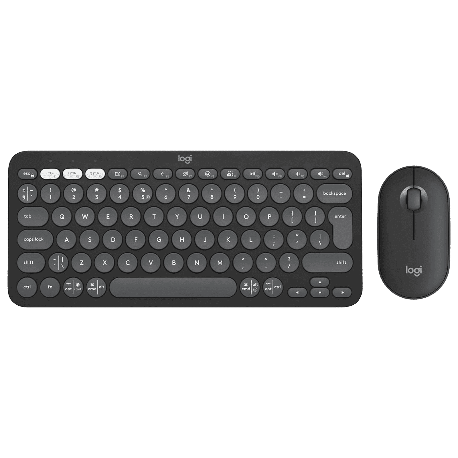 logitech Pebble 2 Wireless Keyboard and Mouse Combo (Multi-Device Pairing, 4000 DPI Adjustable, Graphite)